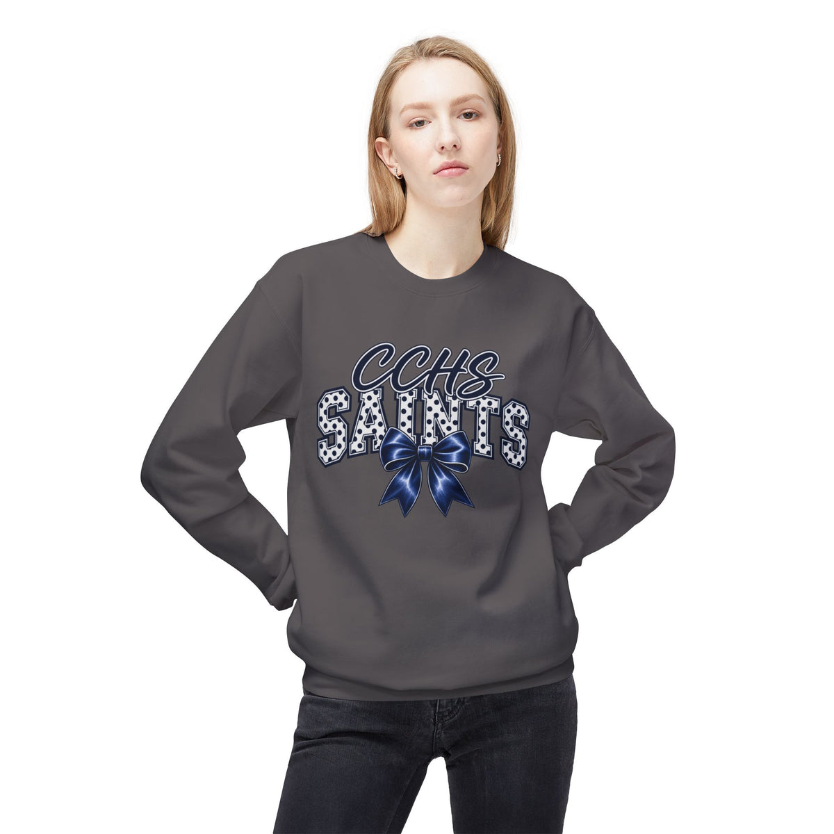 CCHS Saints Crewneck Sweatshirt — Cheer Bow School Spirit Pullover