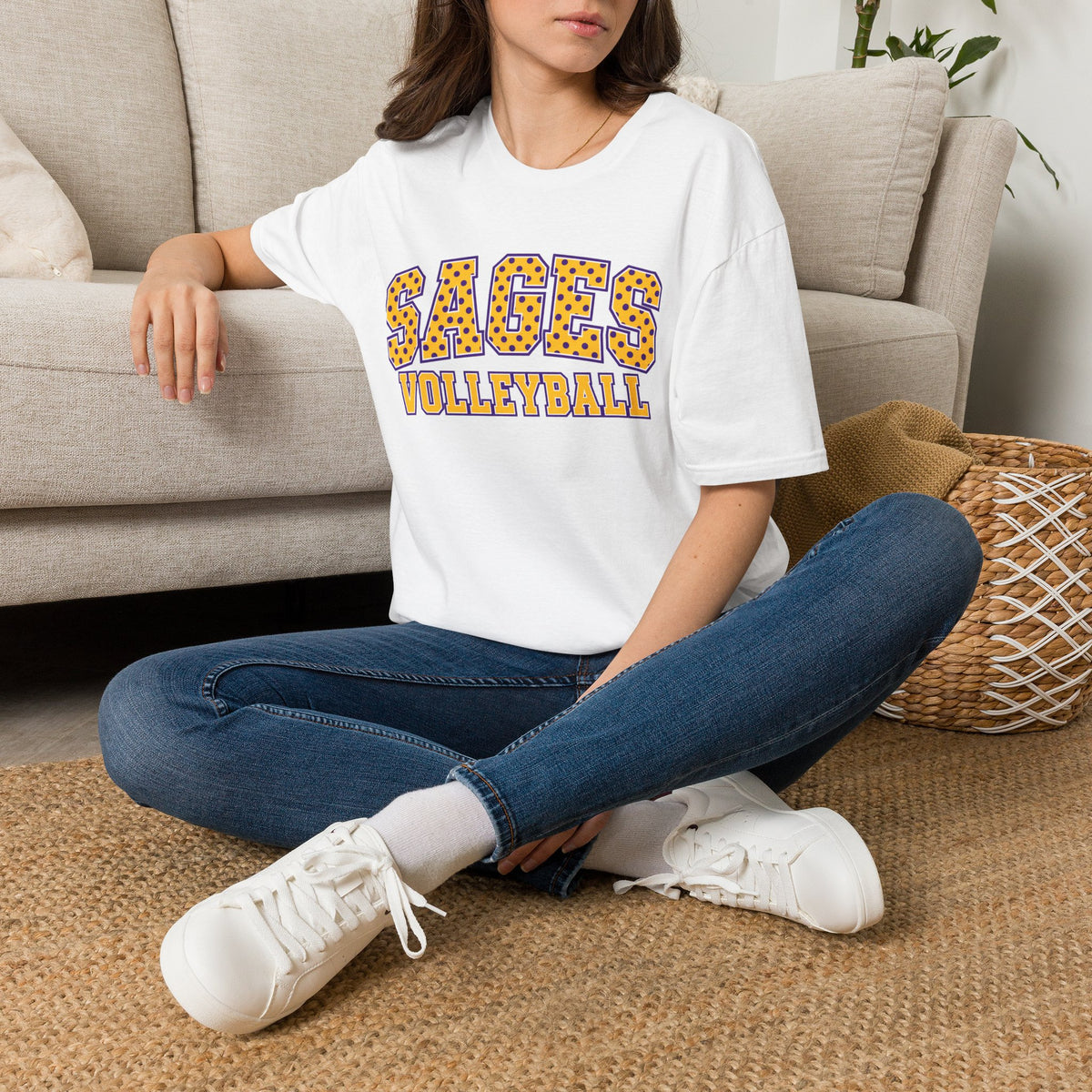 Sages Volleyball Team T‑Shirt — Retro Polka Dot Varsity Tee