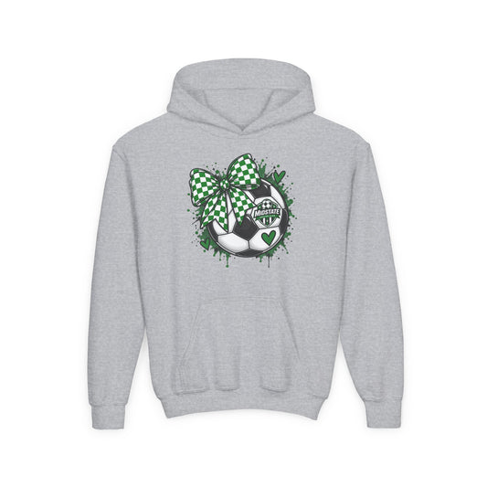 Youth Midstate Hoodie — St. Patrick's Soccer Shamrock Bow Graphic