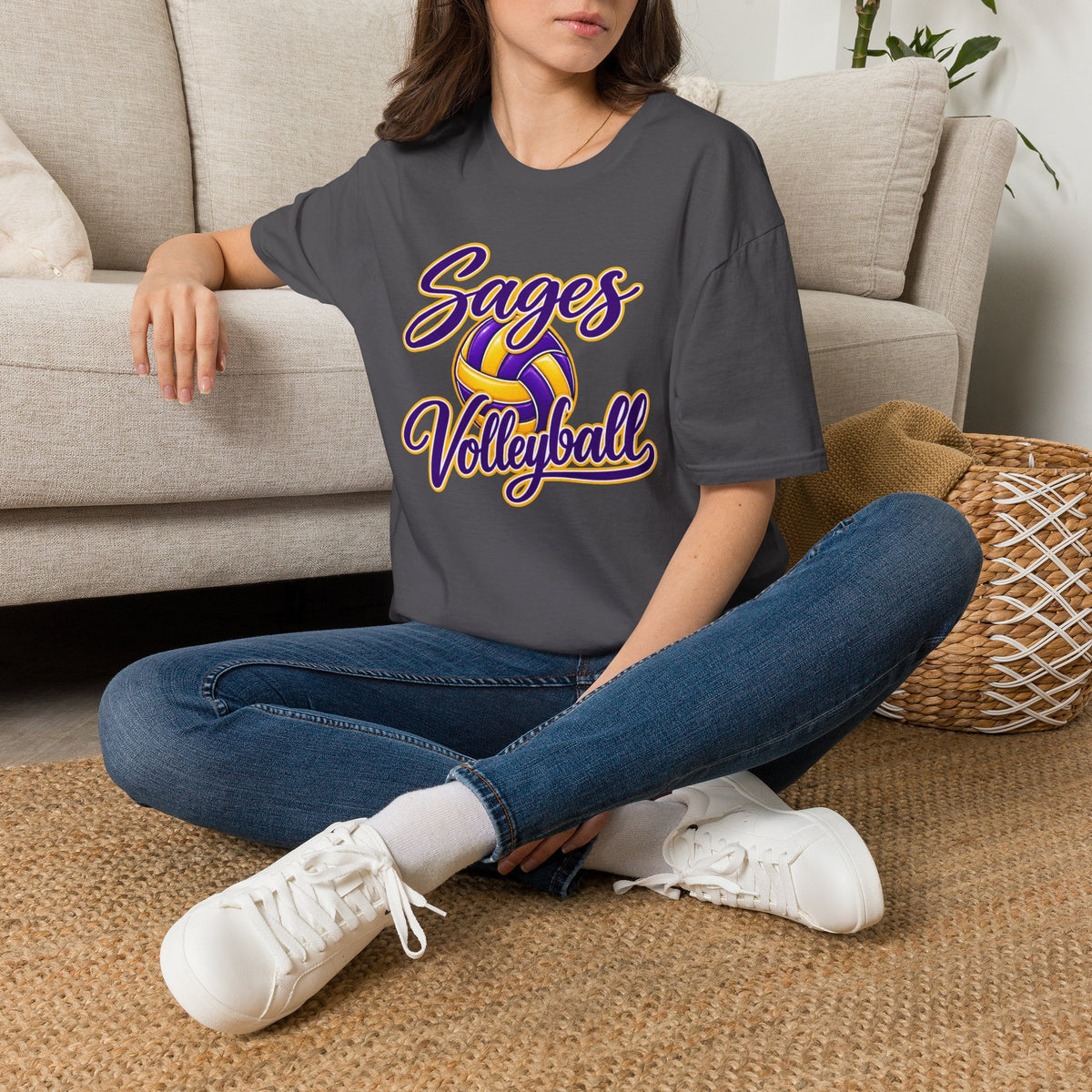 Sages Volleyball T-Shirt — Purple & Gold Team Tee