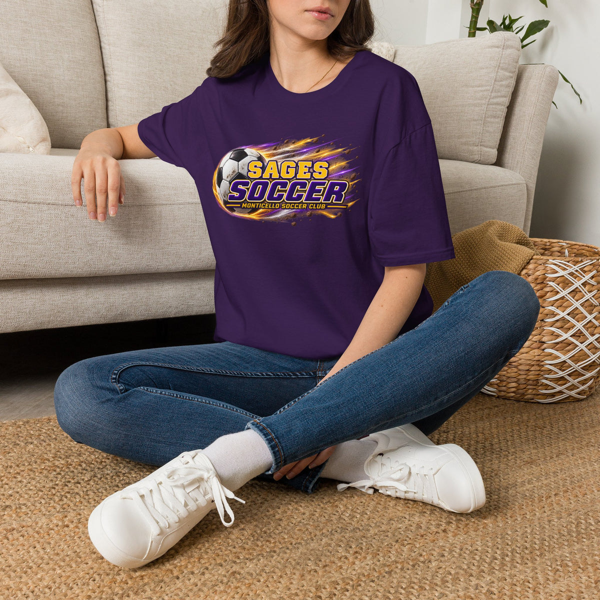Monticello Soccer Club T Shirt - Flaming Soccer Ball