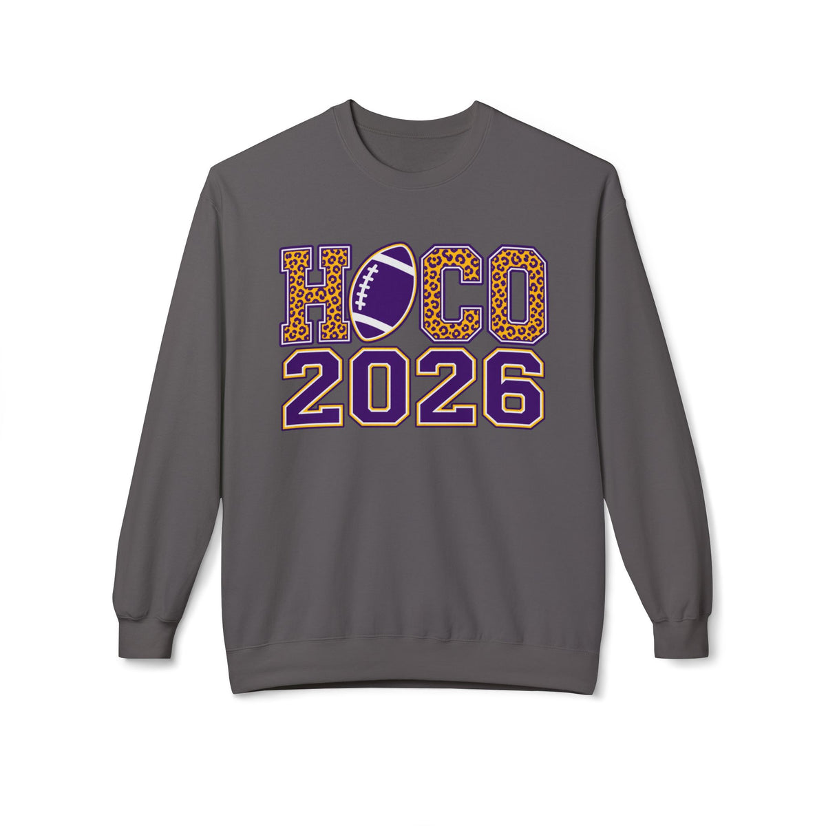 HOCO 2026 Leopard Football Crewneck Sweatshirt
