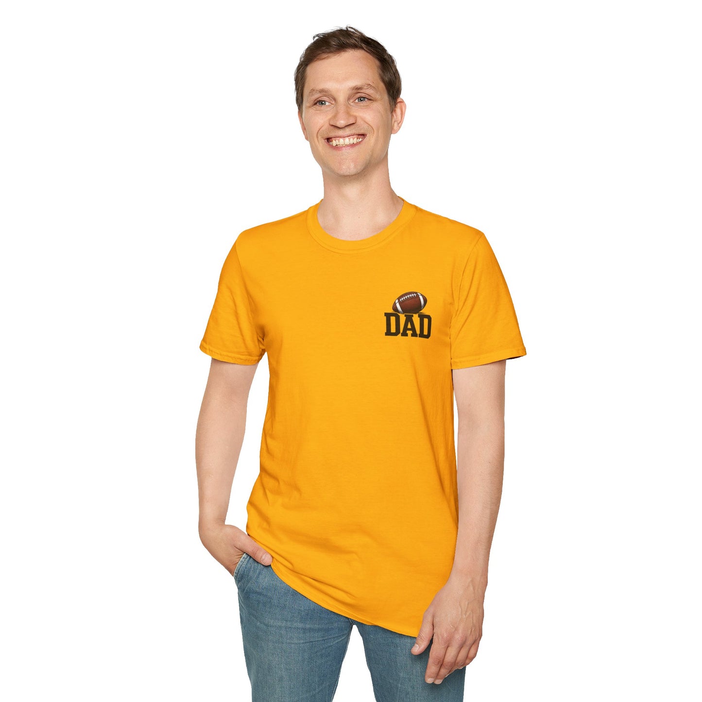 Football Dad T‑Shirt — 'DAD' with Football Chest Print
