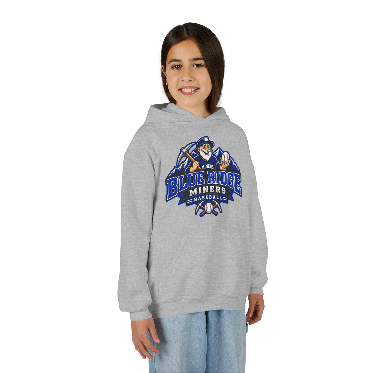 YOUTH Blue Ridge Miners Mascot Logo Hoodie