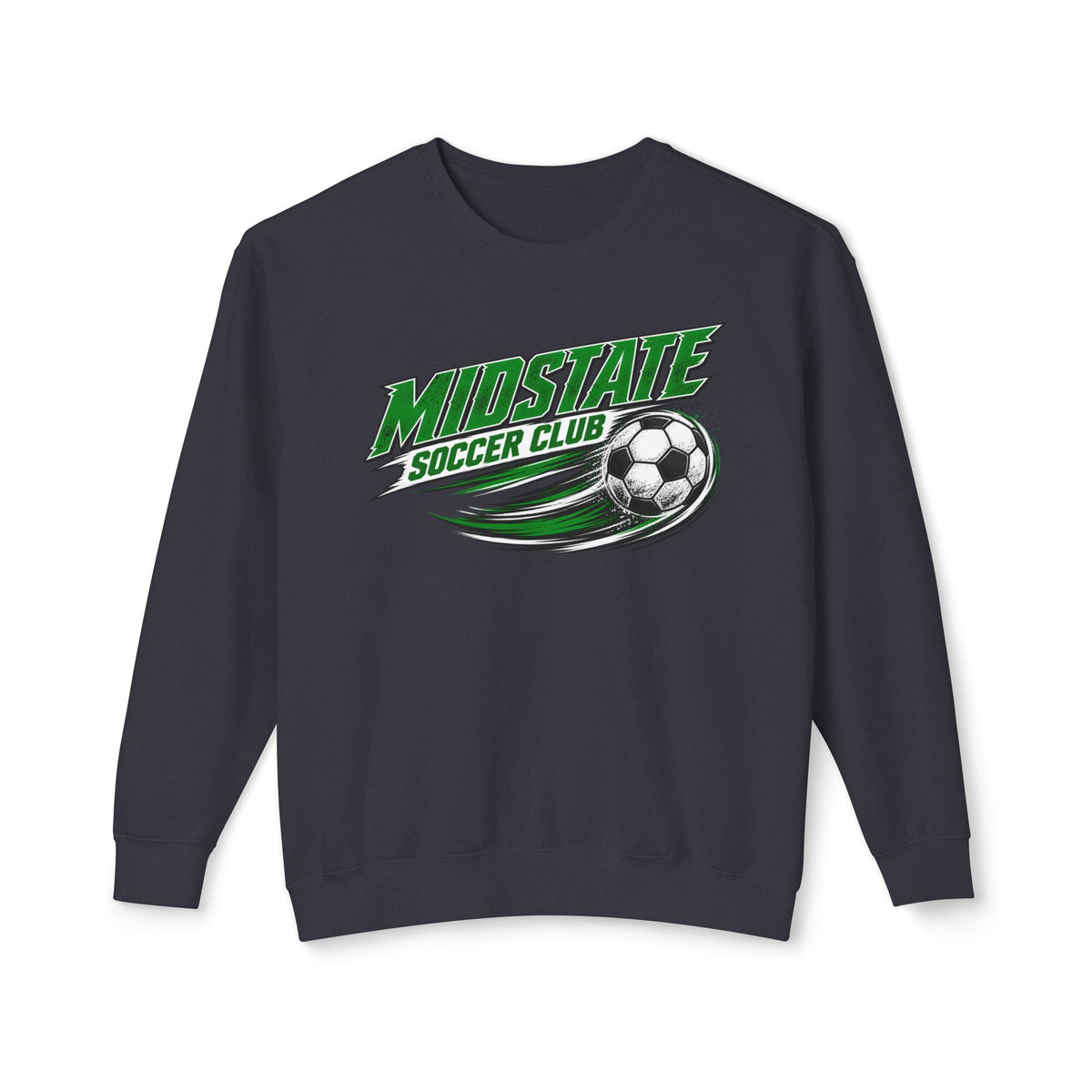 MidState Soccer Club Crewneck Sweatshirt — Vintage Green Soccer Ball Design