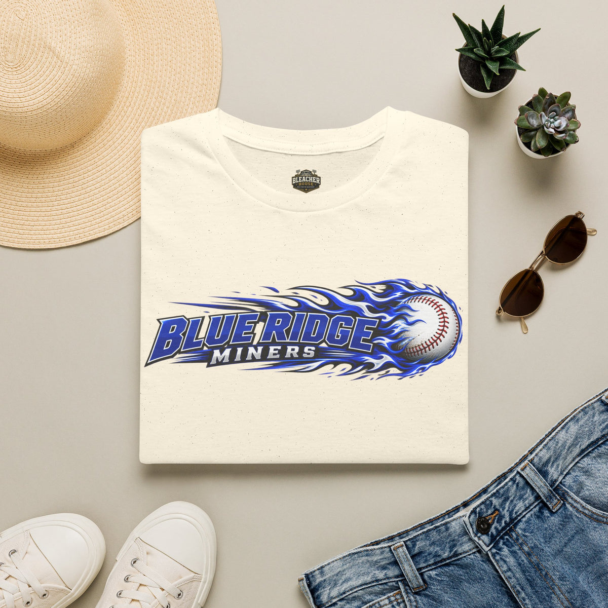 Blue Ridge Miners Flaming Baseball T-Shirt – Flaming Ball Softstyle Tee