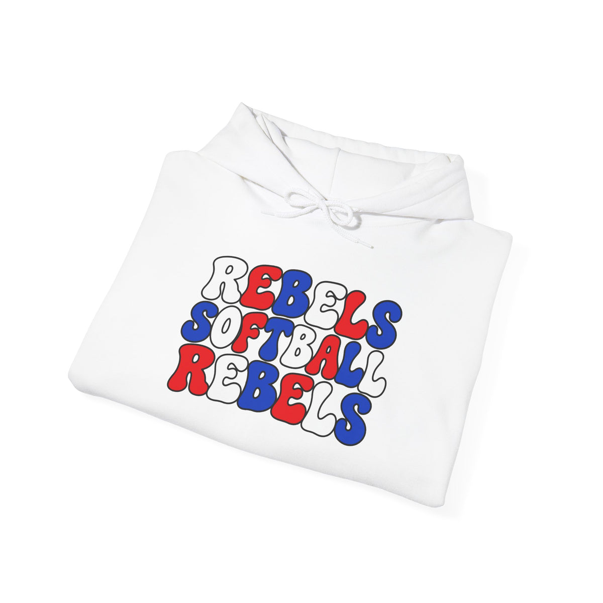 Rebels Softball Hoodie — Retro Red & Blue Team Graphic