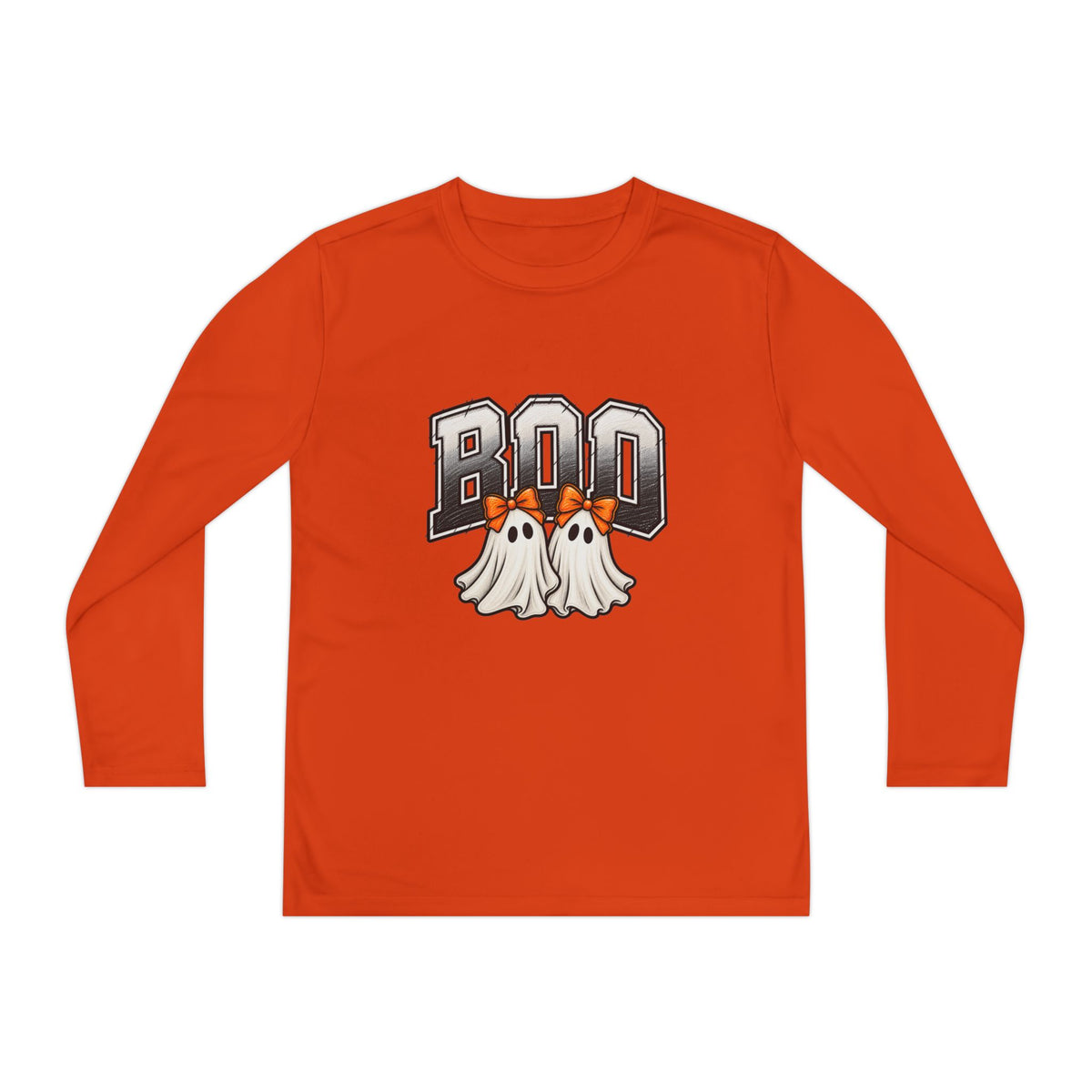 Youth Long Sleeve Tee — "Boo" Ghosts Halloween Shirt for Kids