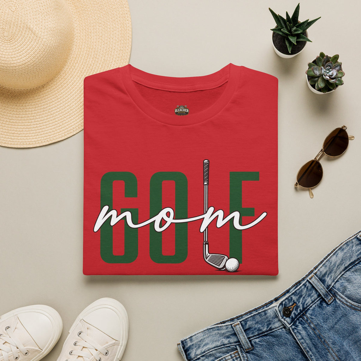 Golf Mom T-Shirt — ‘GOLF’ Script Logo with Club & Ball
