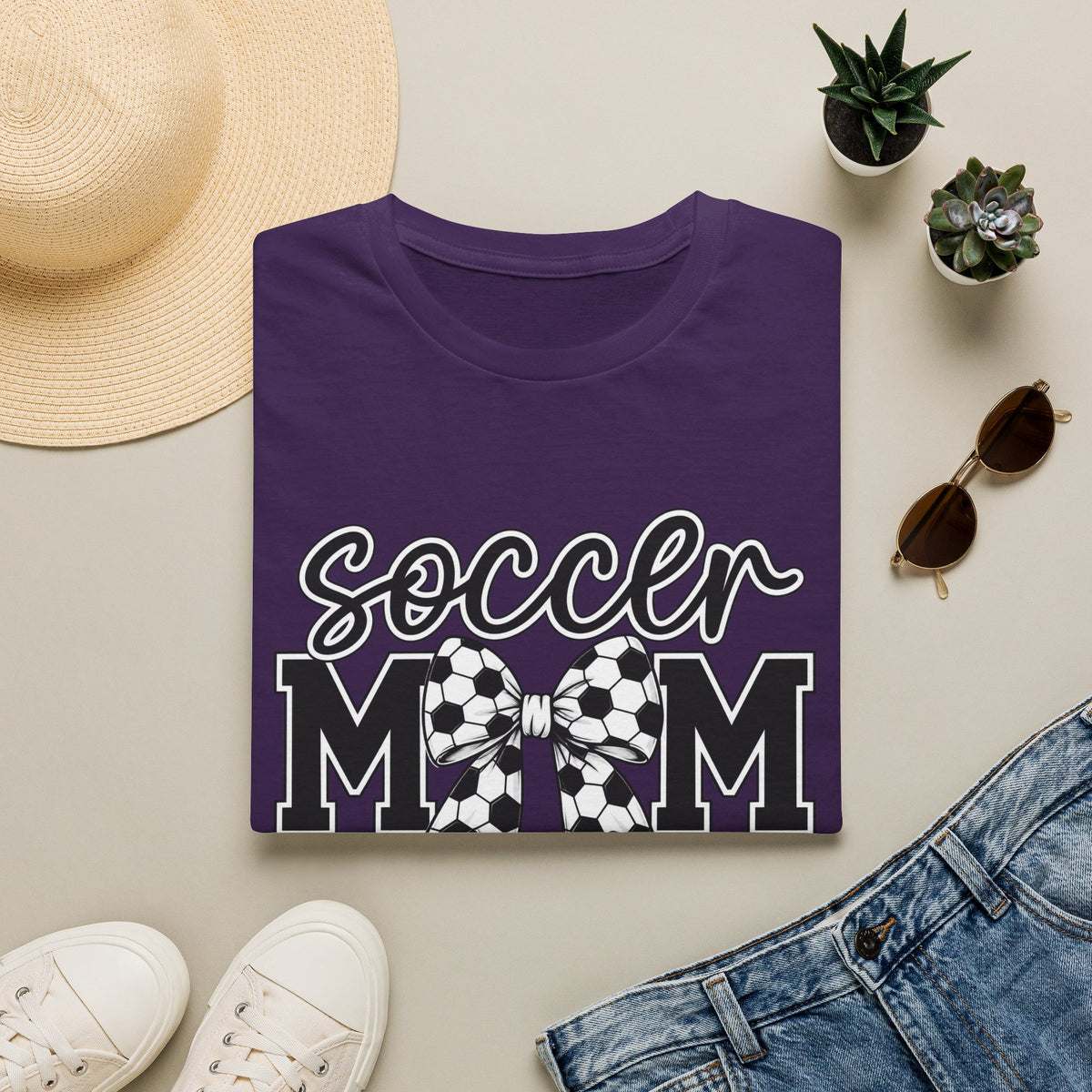 Soccer Mom T-Shirt — Leopard Bow Soccer Ball Design