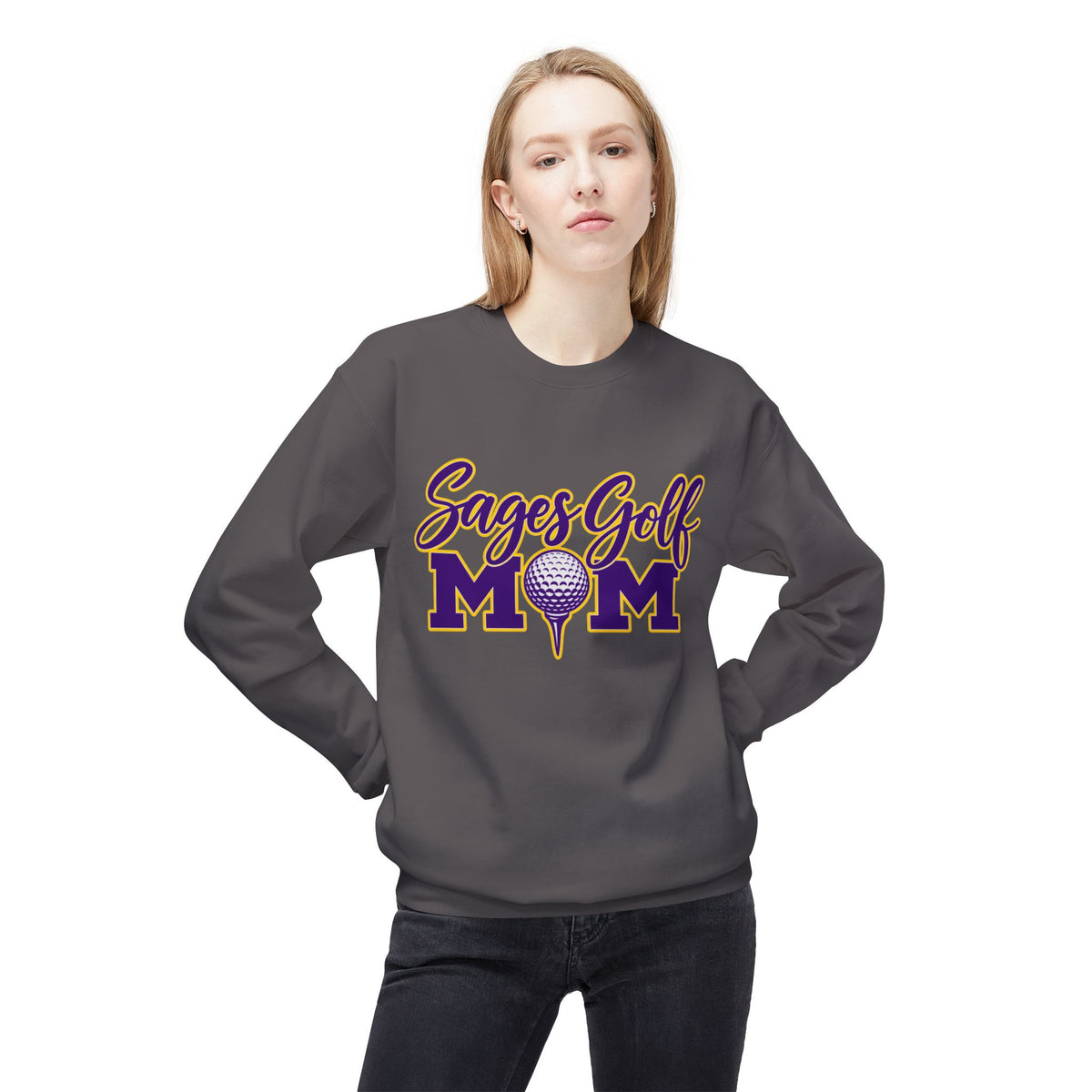 Sages Golf Mom Crewneck Sweatshirt — Golf Mom Pullover with Tee & Ball Design