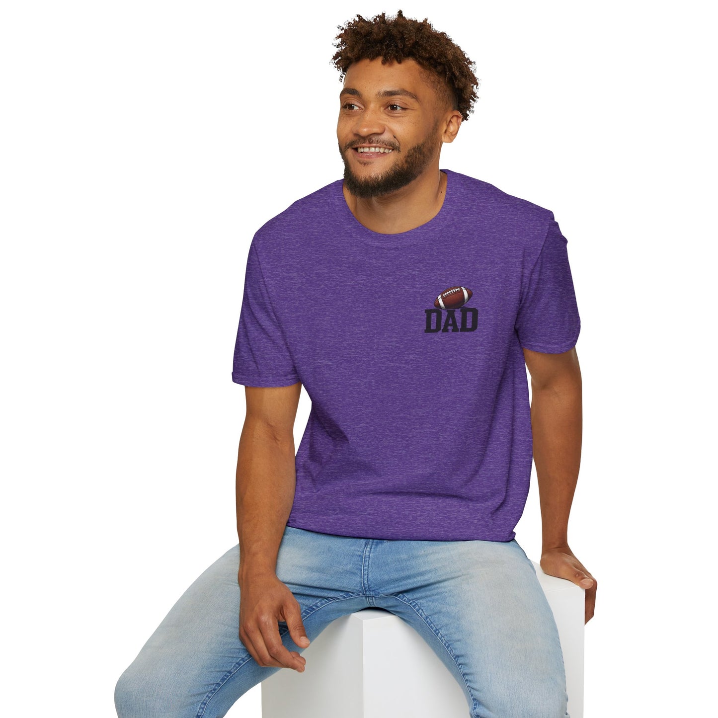 Football Dad T‑Shirt — 'DAD' with Football Chest Print