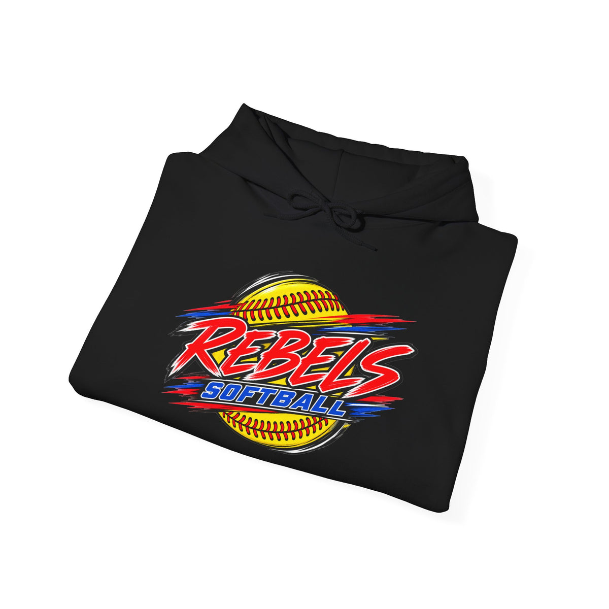 Rebels Softball Hoodie — Retro Yellow Softball Graphic