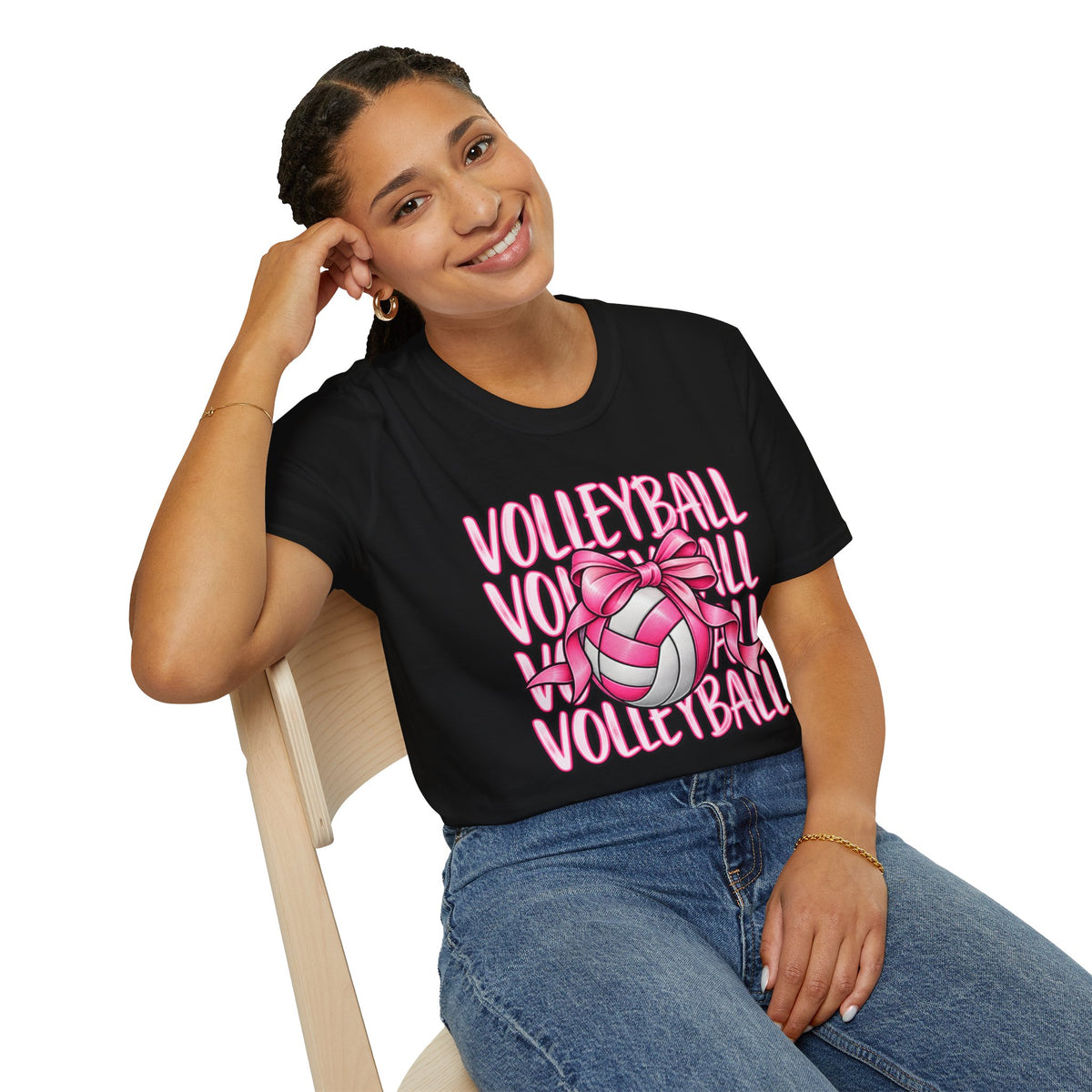 Volleyball Pink Ribbon Tee — Cute Volleyball Graphic Shirt for Players & Fans