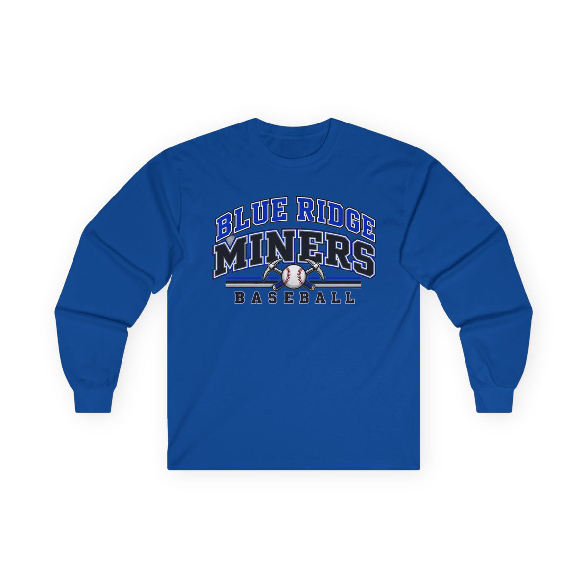 Blue Ridge Miners Baseball Long Sleeve Tee - Gildan Cotton Tee with Graphic Gameday Design