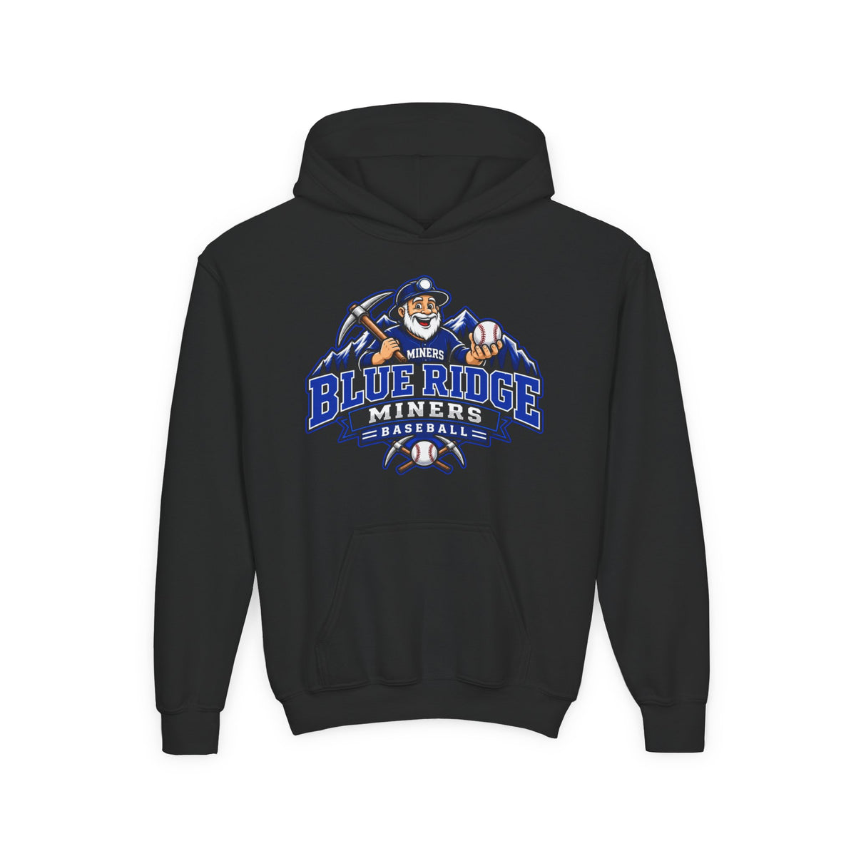 YOUTH Blue Ridge Miners Mascot Logo Hoodie