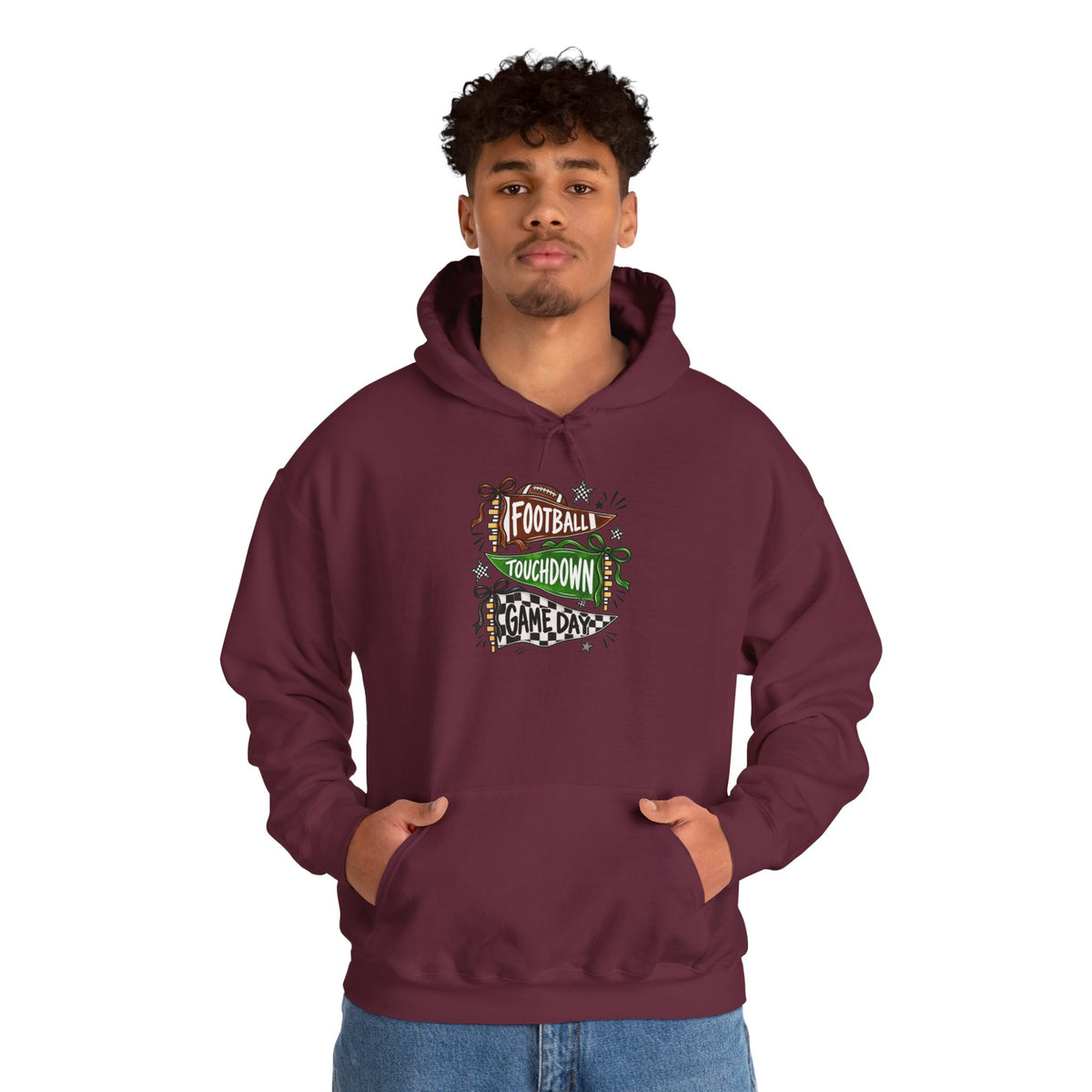 Football Touchdown Game Day Hoodie - Retro Grunge Sports Sweatshirt