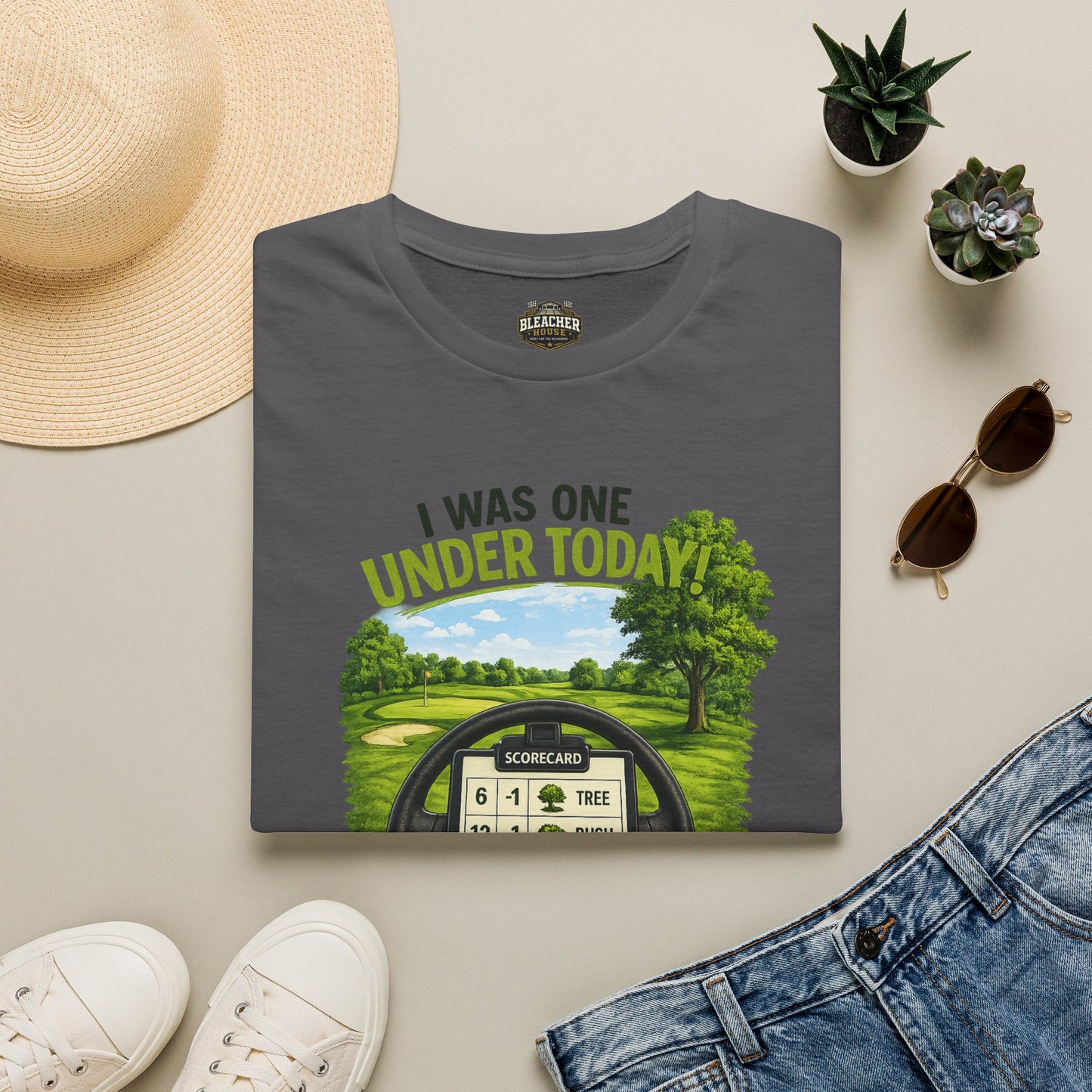Golf T-Shirt — "I Was One Under Today" REALISTIC VIEW - Funny Scorecard Design