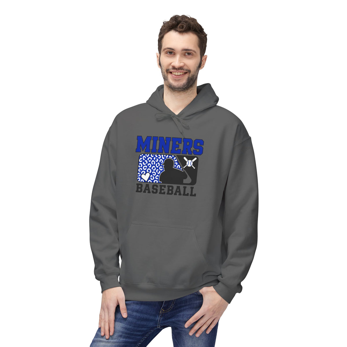 Miners Baseball Hoodie — Leopard Print Team Logo Pullover