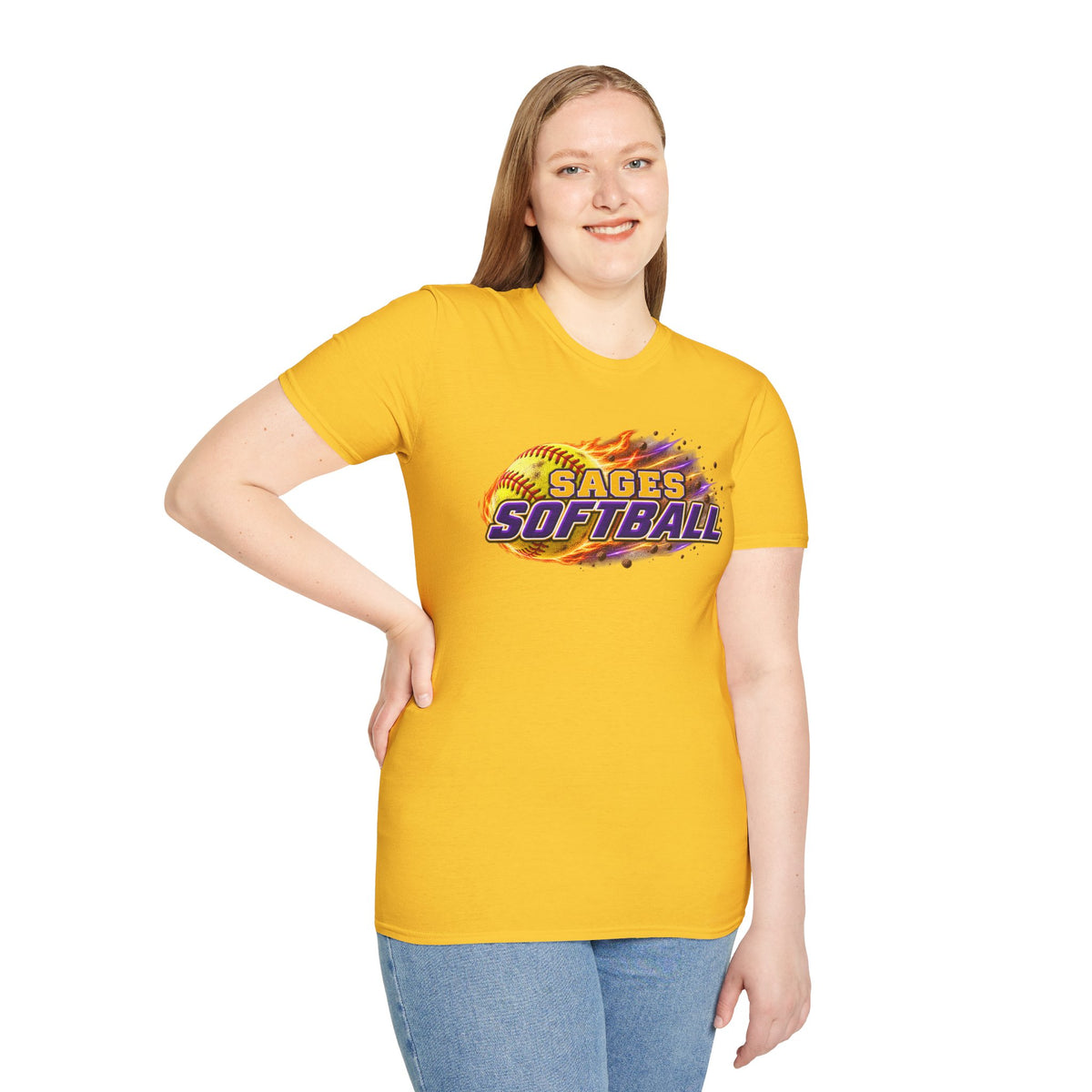Sages Flaming Softball Graphic T‑Shirt