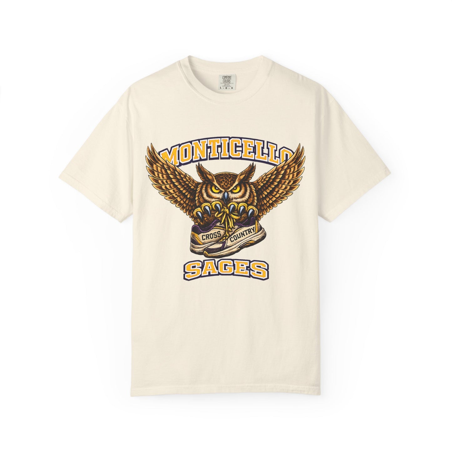 Monticello Sages Cross Country T-Shirt - Vintage Owl & Wings Team Tee