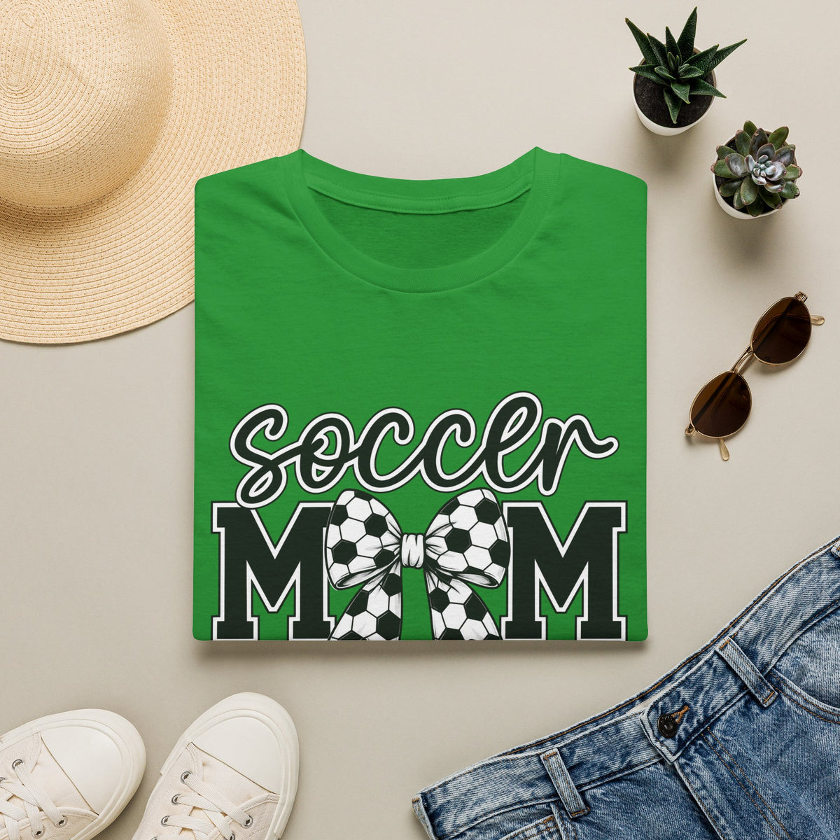 Soccer Mom T-Shirt — Leopard Bow Soccer Ball Design