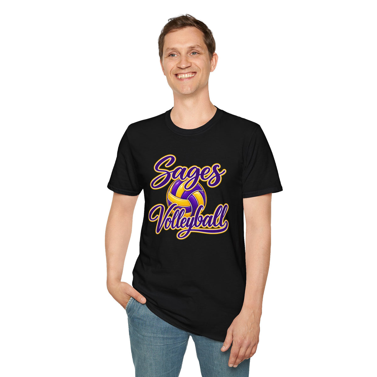 Sages Volleyball T-Shirt — Purple & Gold Team Tee