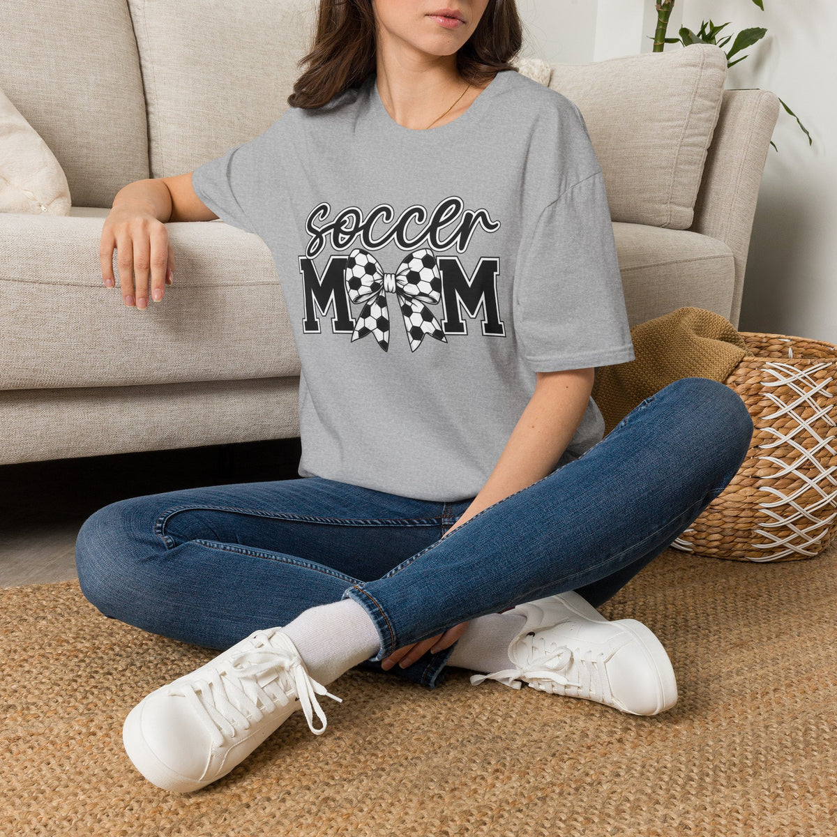 Soccer Mom T-Shirt — Leopard Bow Soccer Ball Design