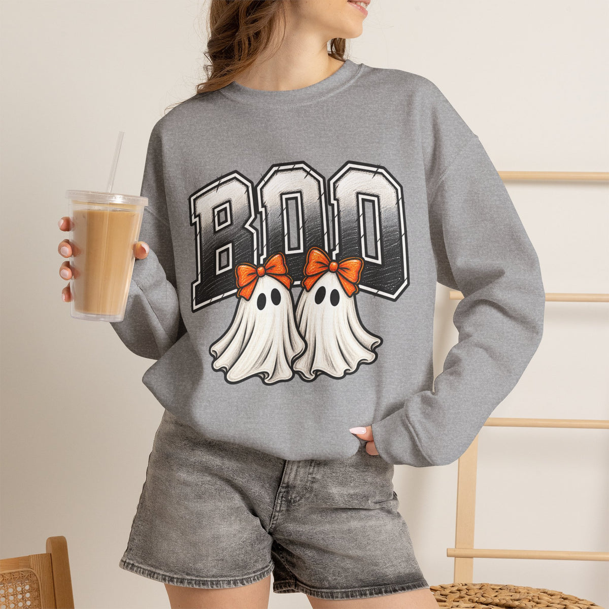 Halloween 'Boo' Ghosts Crewneck Sweatshirt — Cute Spooky Fall Pullover
