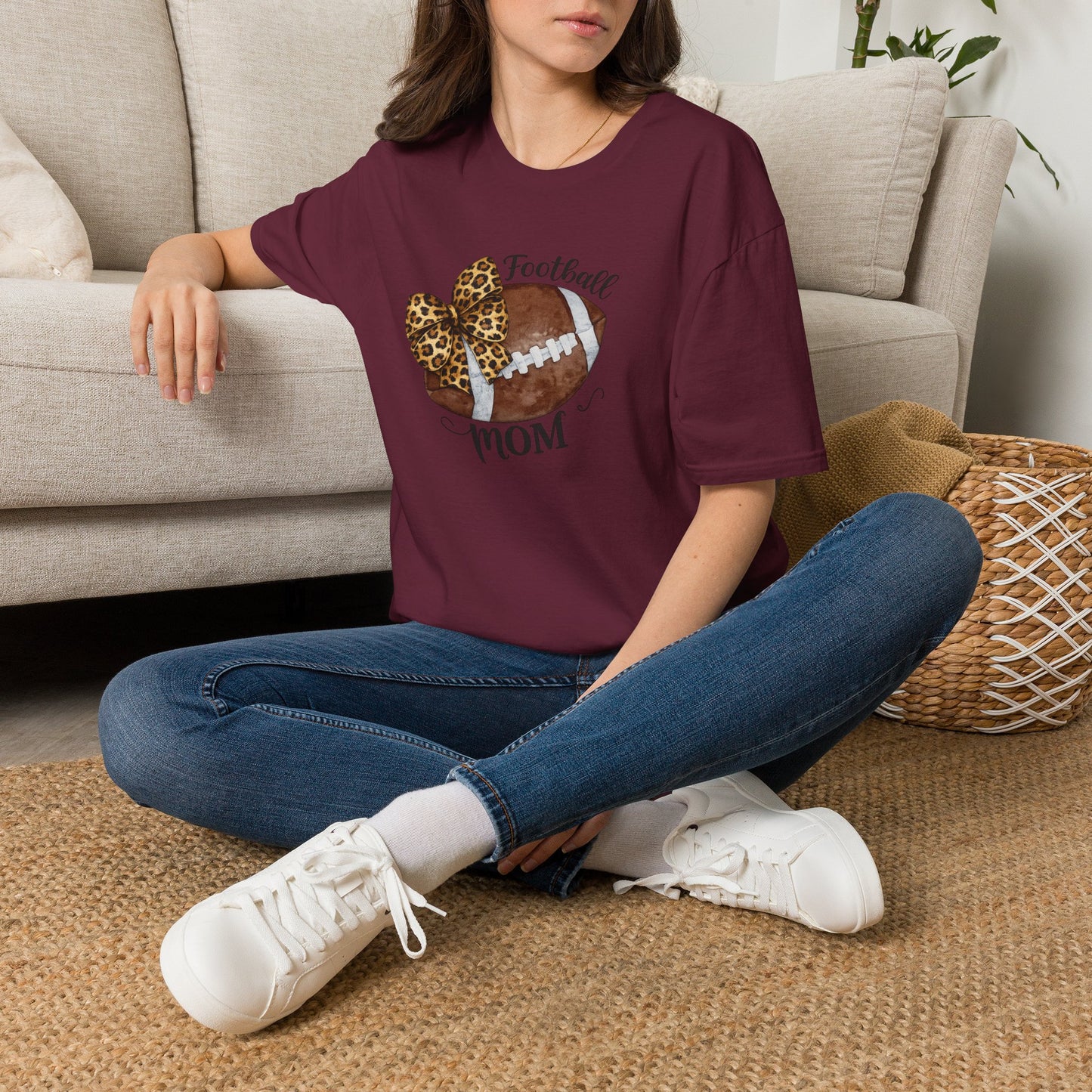 Football Mom T-Shirt — Leopard Bow Game Day Tee