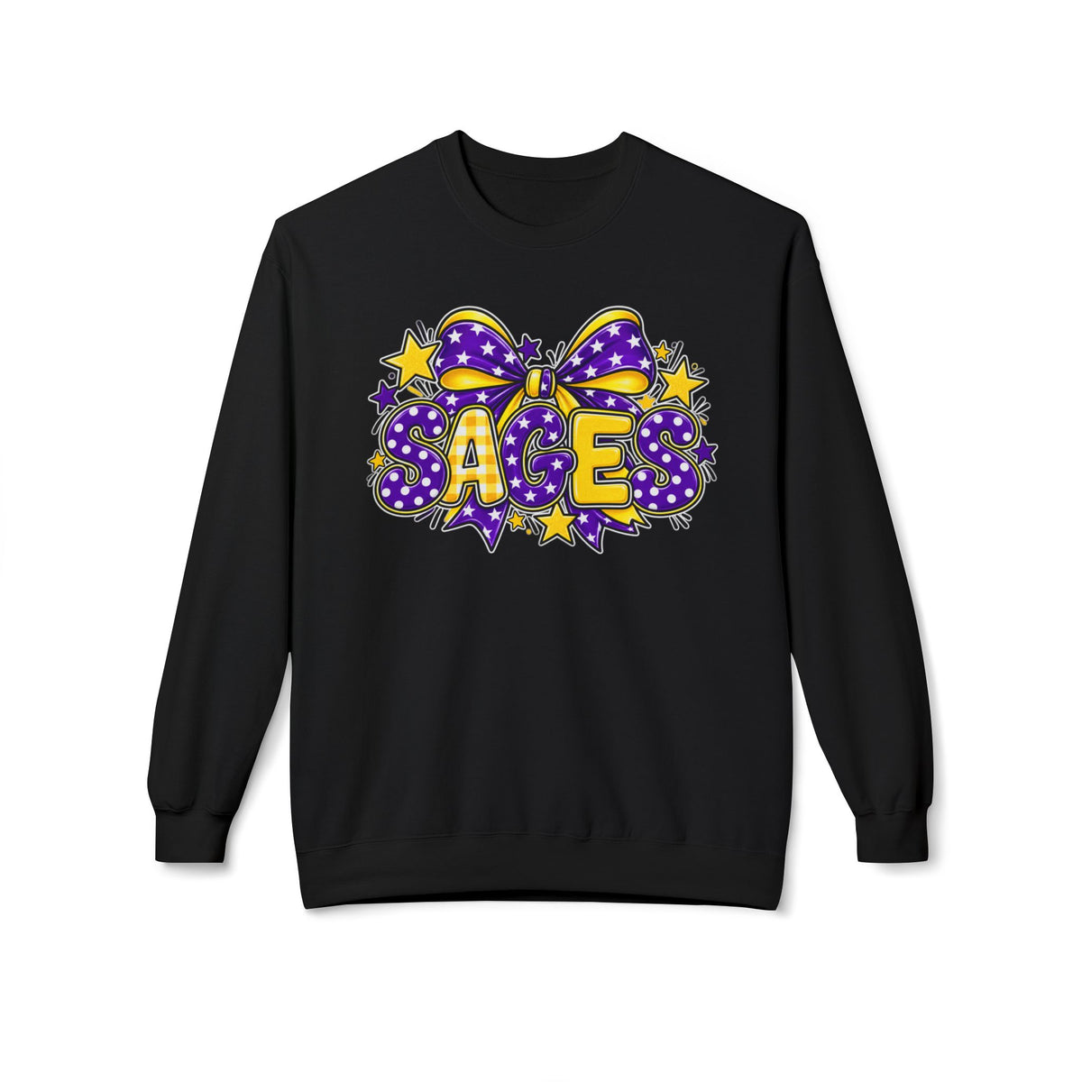 Sages Pride Sweatshirt — Purple & Yellow Ace Flag Bow Graphic Crewneck