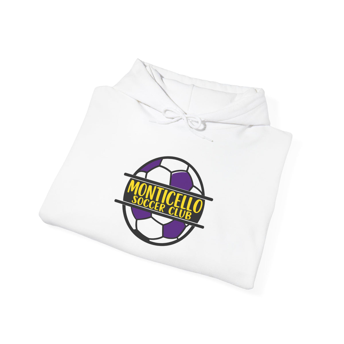 Monticello Soccer Club Hoodie — Purple & Gold Soccer Logo Sweatshirt