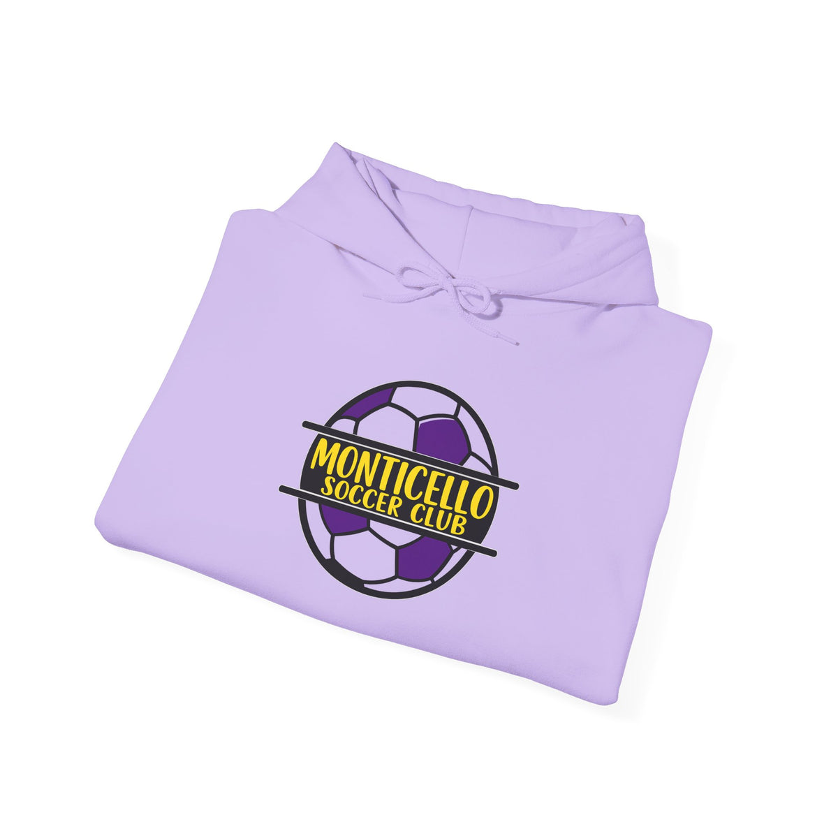 Monticello Soccer Club Hoodie — Purple & Gold Soccer Logo Sweatshirt