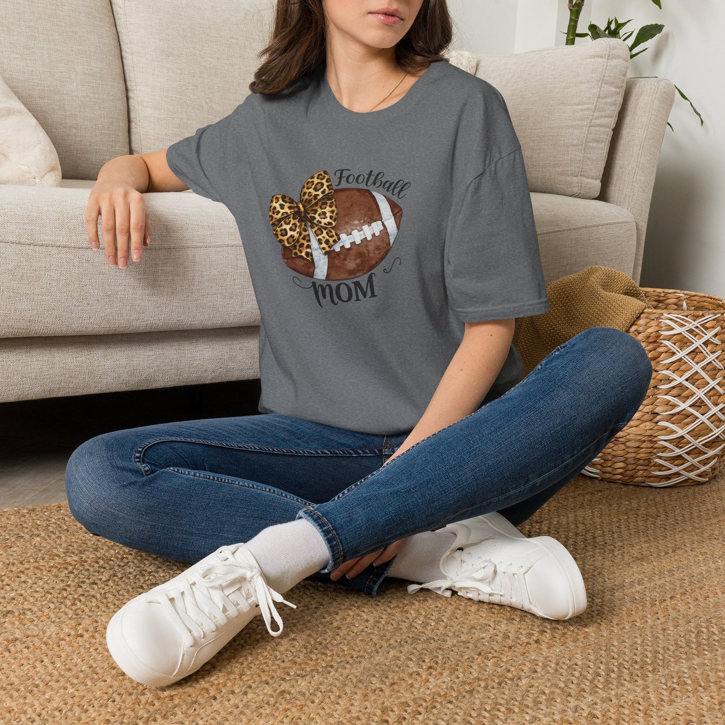 Football Mom T-Shirt — Leopard Bow Game Day Tee