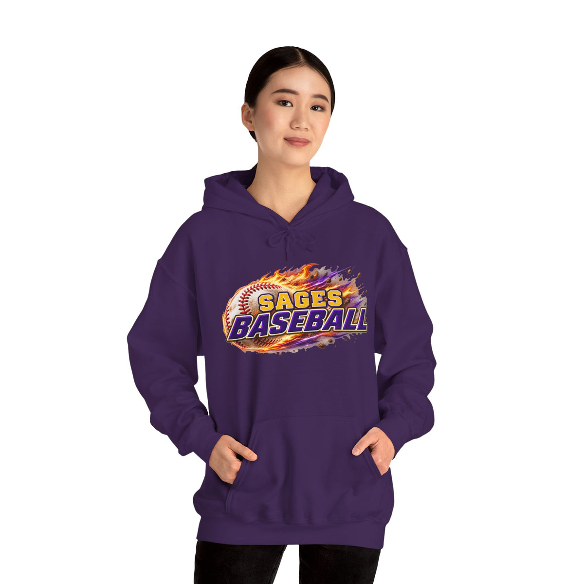 Sages Flaming Baseball Hoodie - Team Sweatshirt