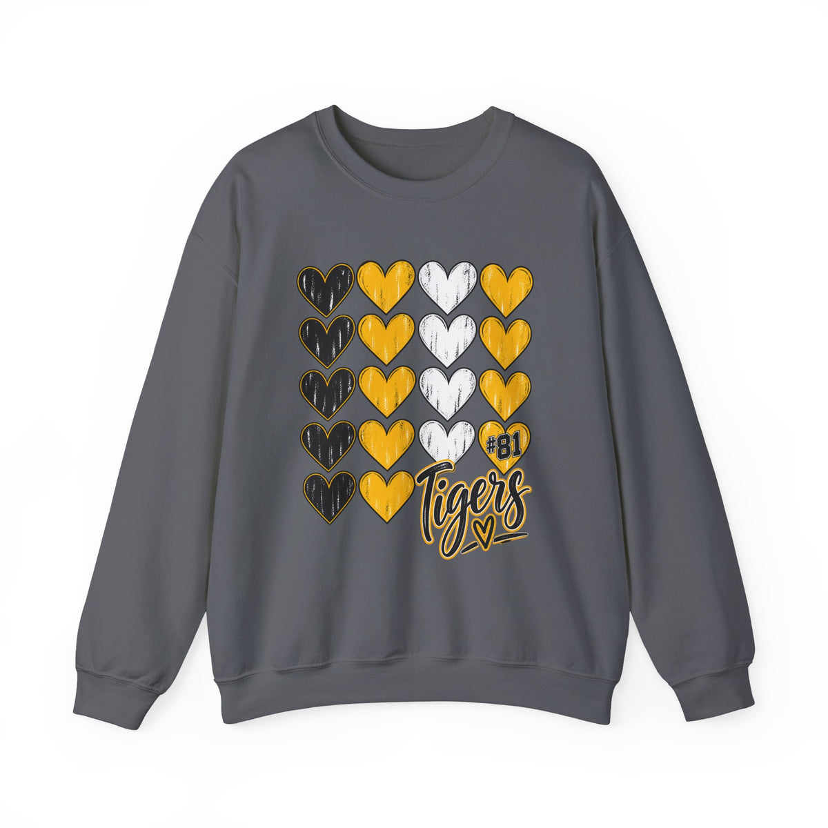 Tigers Heart Crewneck Sweatshirt — Black & Gold School Spirit