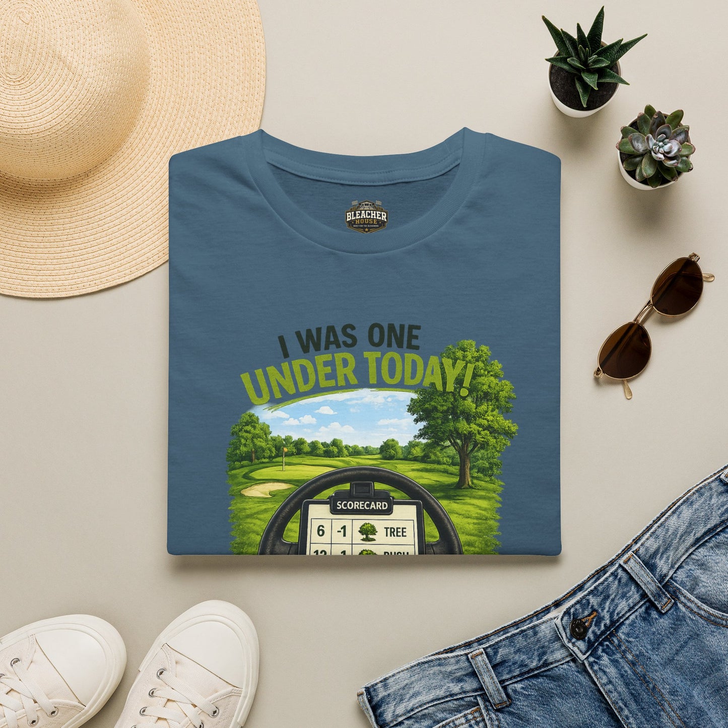 Golf T-Shirt — "I Was One Under Today" REALISTIC VIEW - Funny Scorecard Design