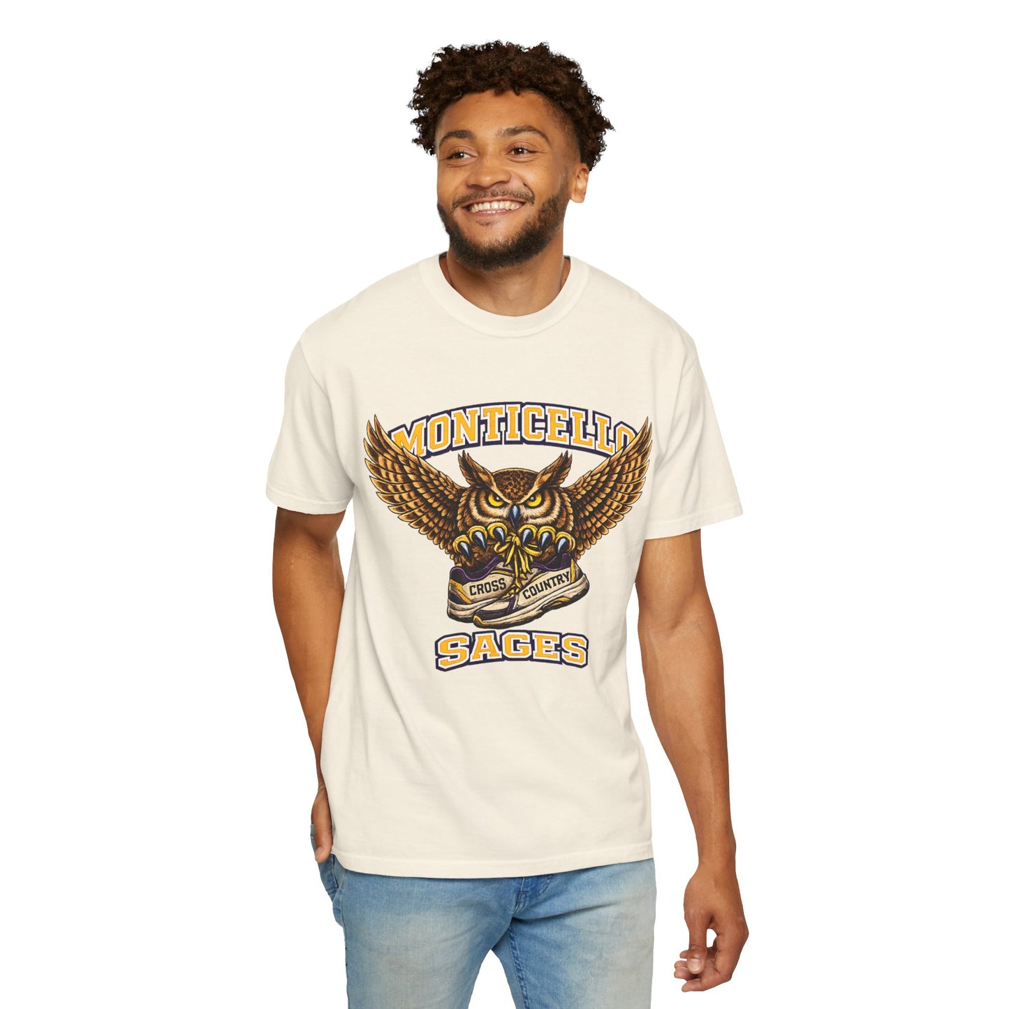 Monticello Sages Cross Country T-Shirt - Vintage Owl & Wings Team Tee