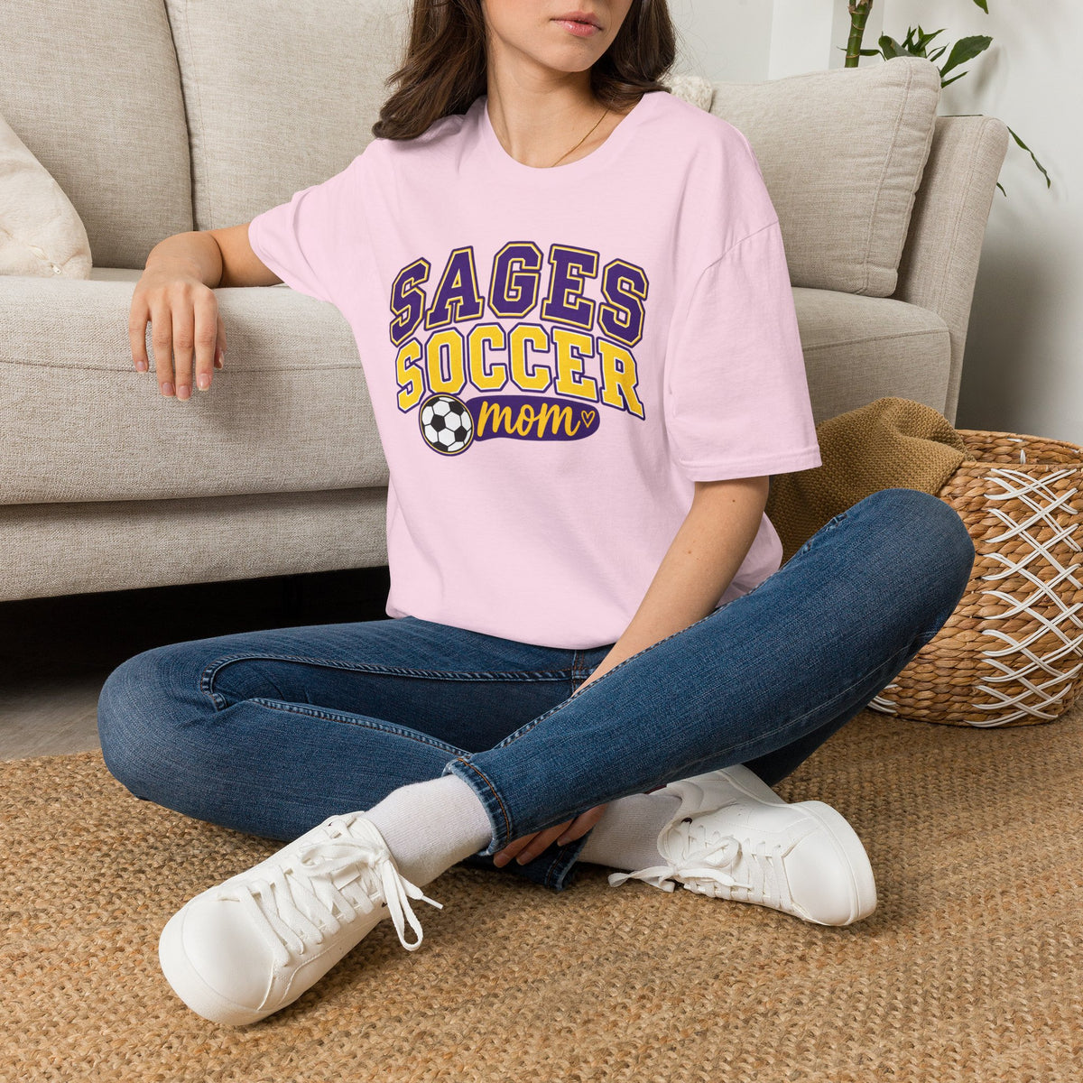 Sages Soccer Mom T‑Shirt — Purple & Gold Team Spirit Tee