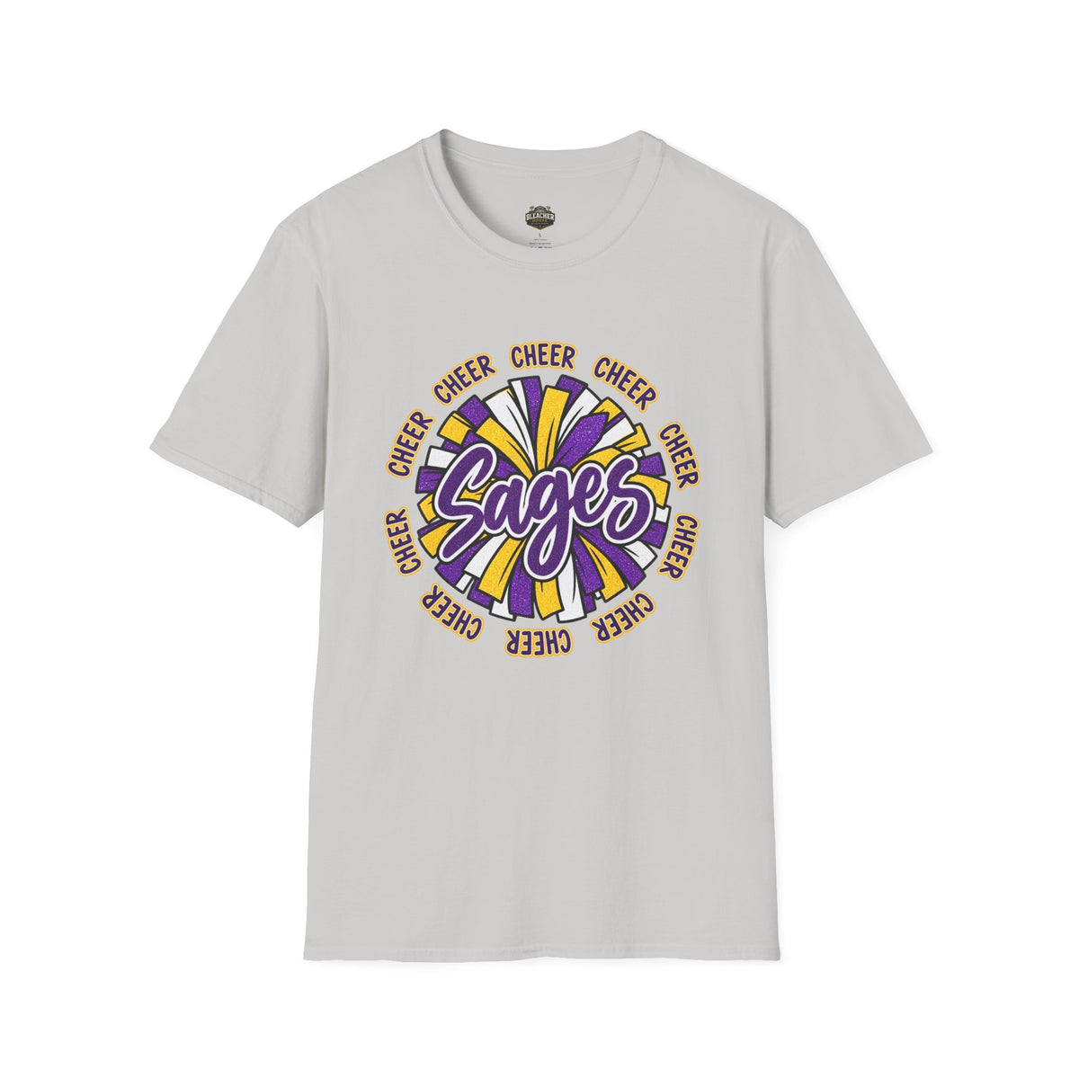 Sages Cheer T-Shirt — Purple & Gold Pom Design