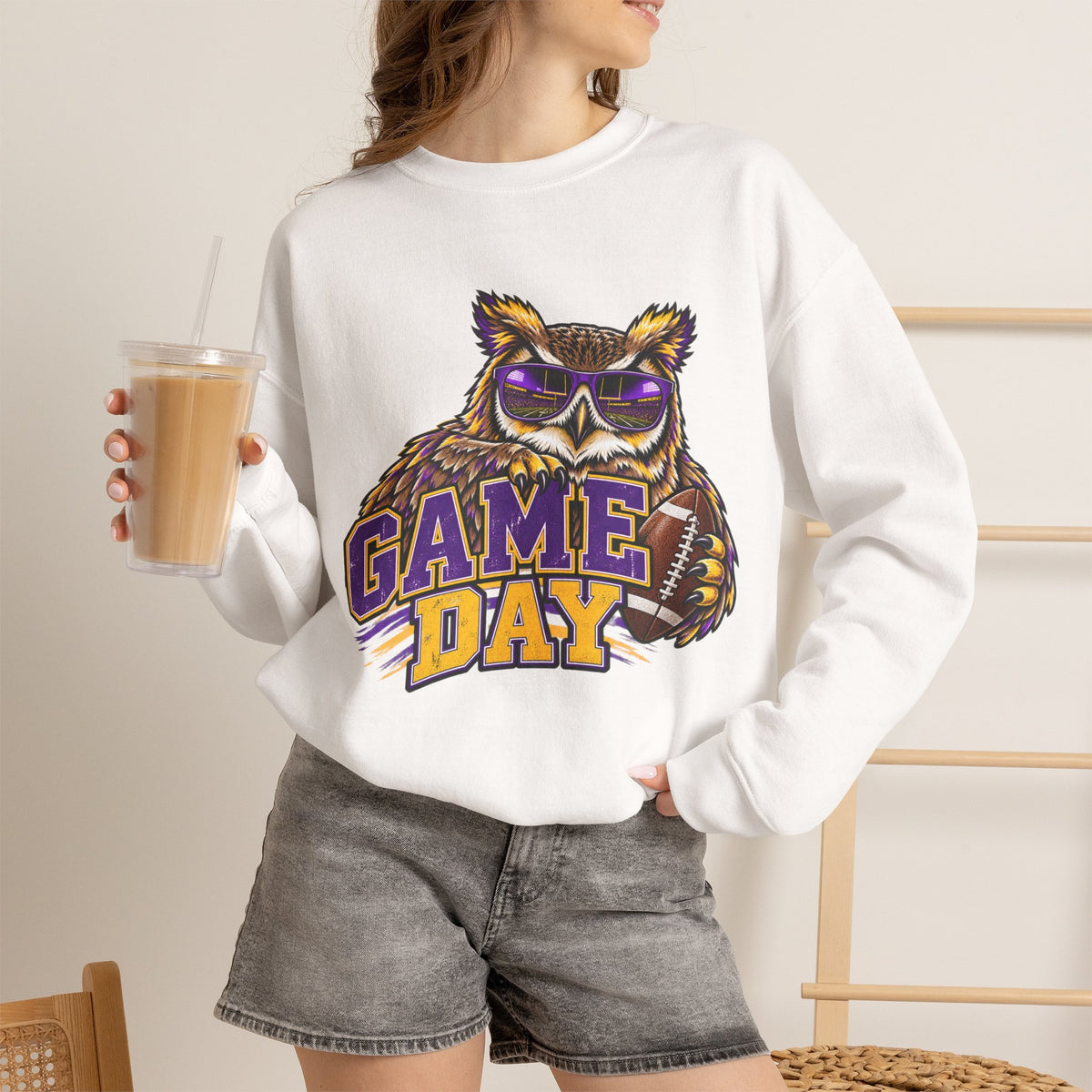 Game Day Owl Crewneck Sweatshirt — Collegiate Sports Pullover