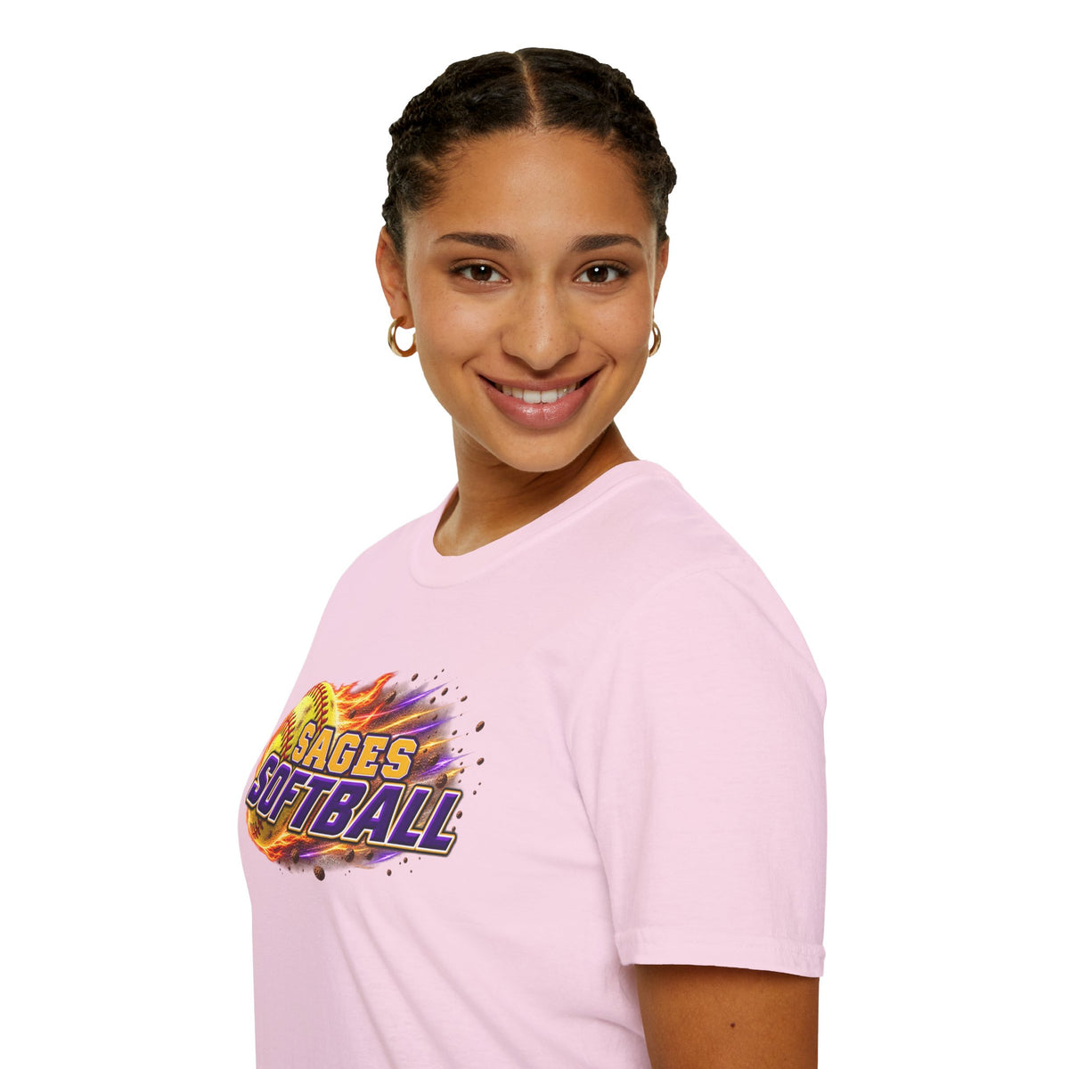 Sages Flaming Softball Graphic T‑Shirt