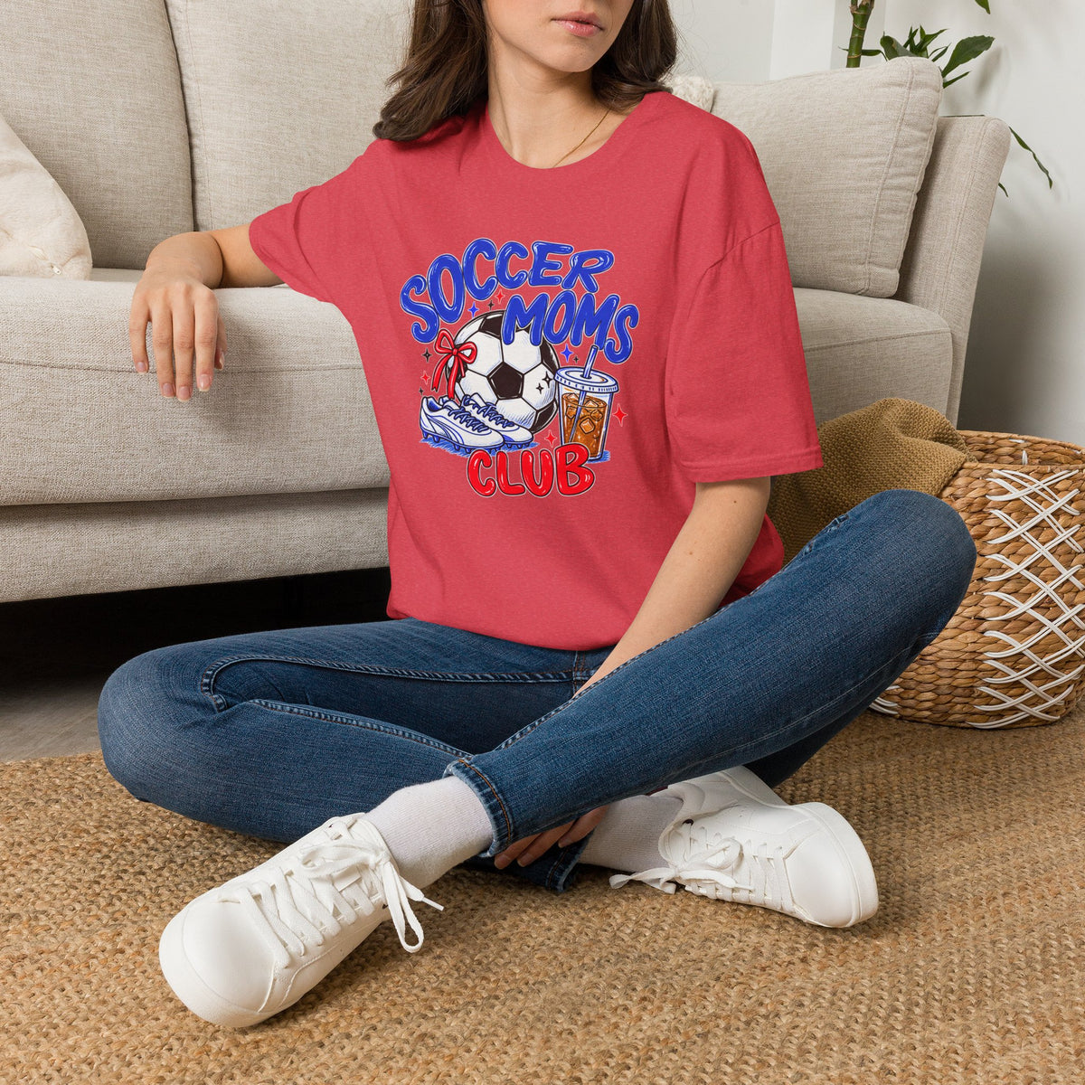 Soccer Moms Tee — 'Soccer Moms Club' Graphic T-Shirt with Ball, Cleats & Drink
