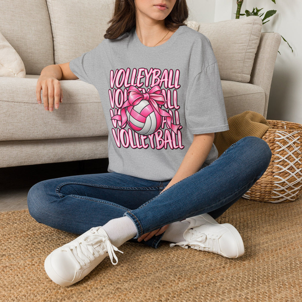 Volleyball Pink Ribbon Tee — Cute Volleyball Graphic Shirt for Players & Fans