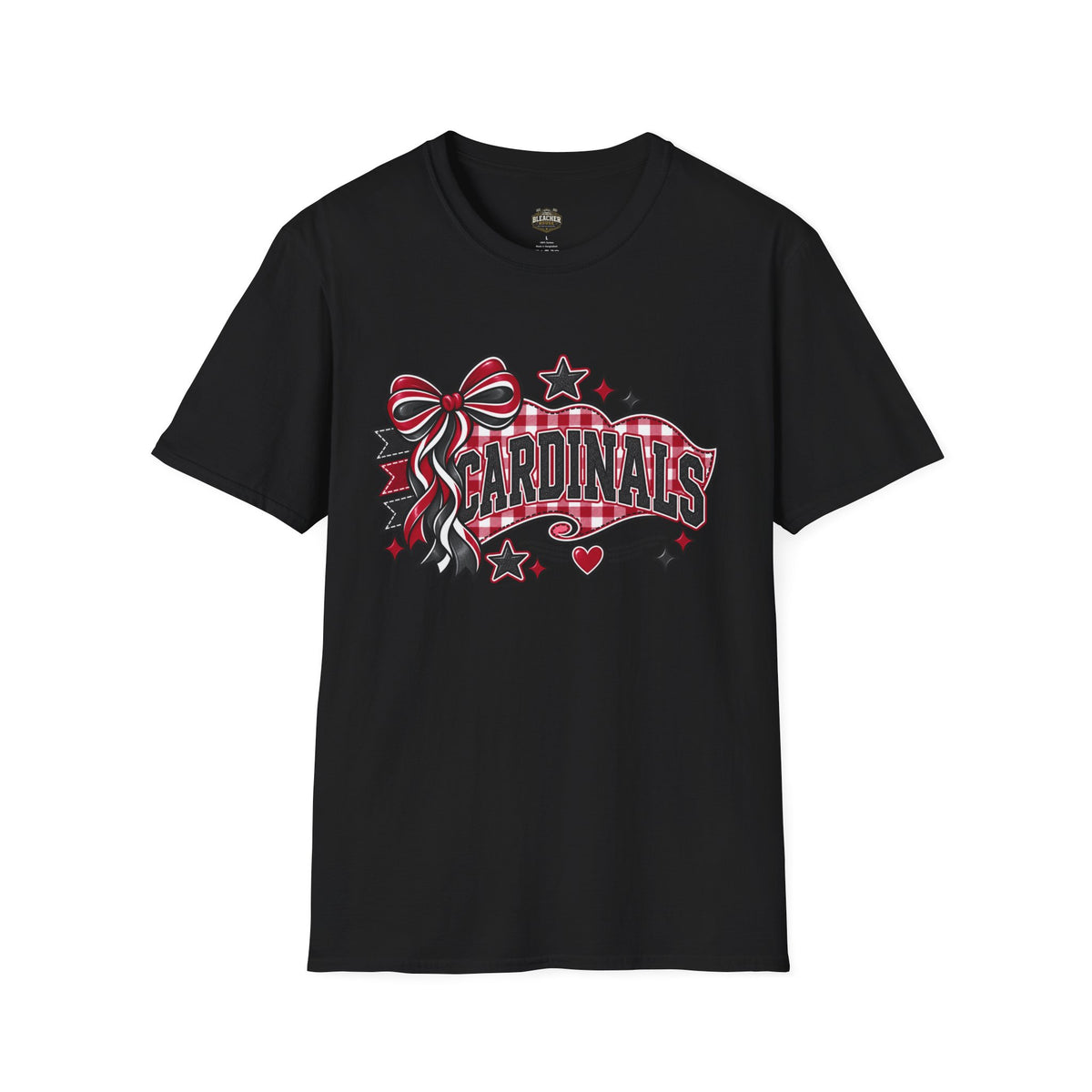 Cardinals Retro Bow T-Shirt — Cheerful Fan Tee with Stars & Heart