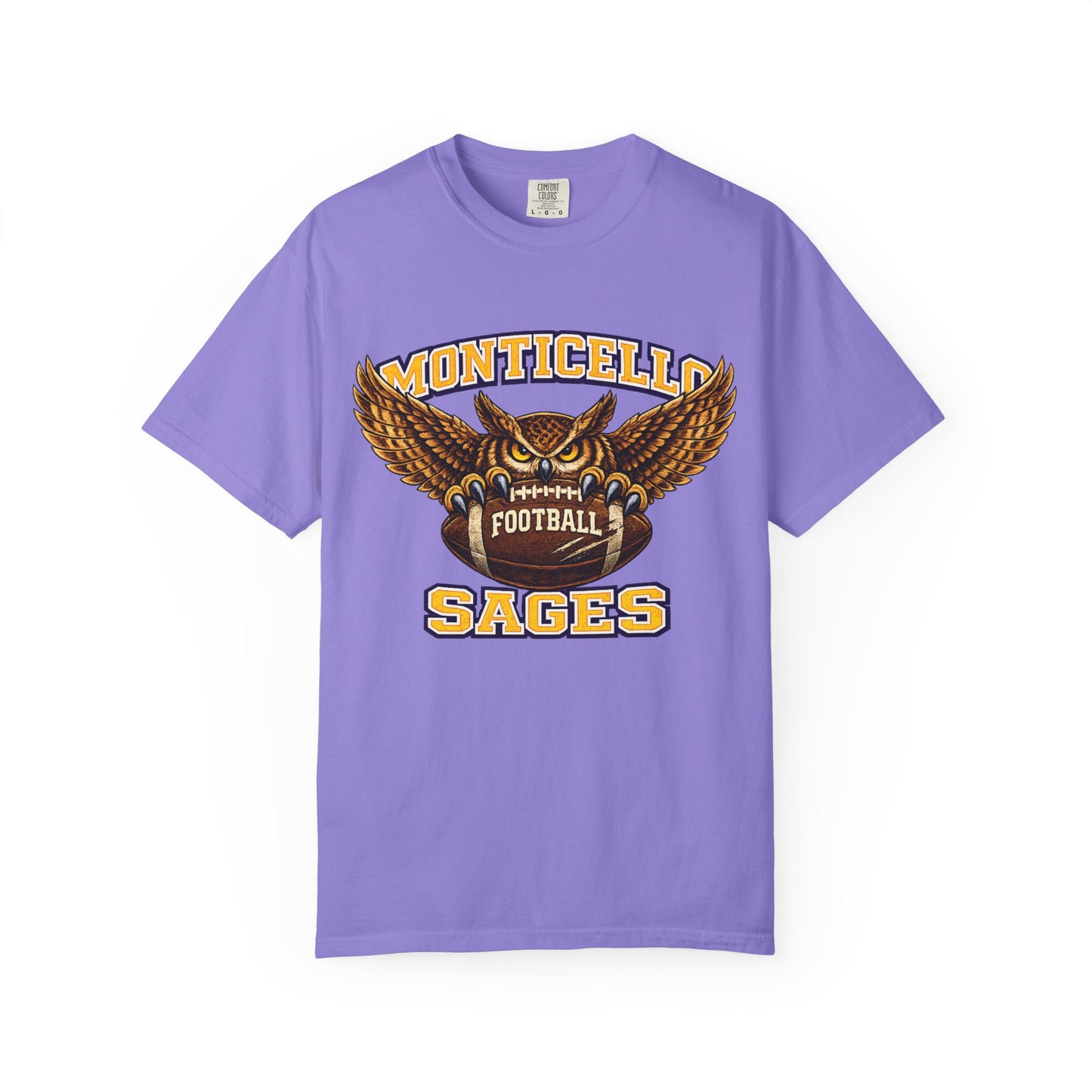 Monticello Sages Football T-Shirt — Vintage Owl & Wings Team Tee