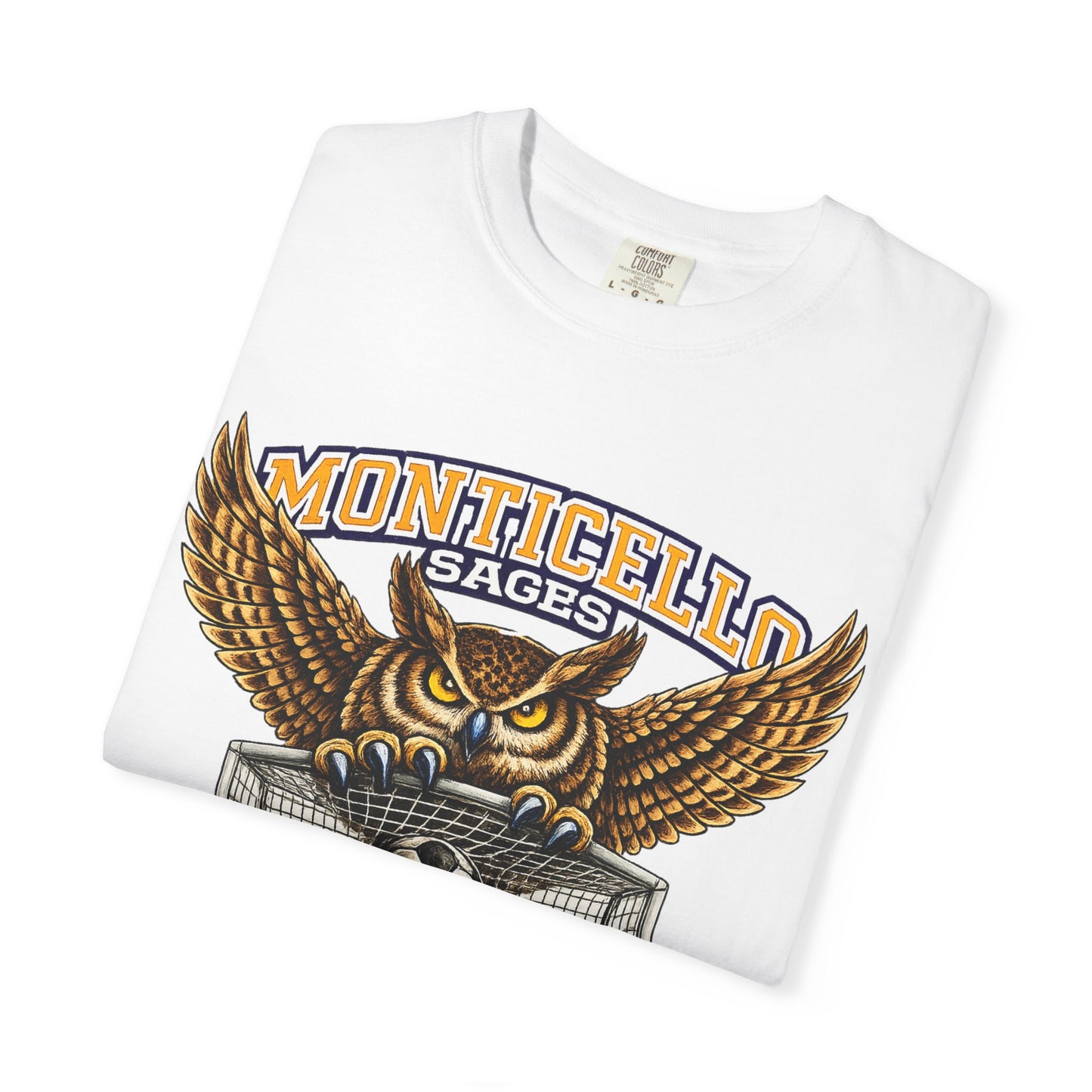Monticello Sages Soccer T-Shirt — Vintage Owl & Wings Team Tee