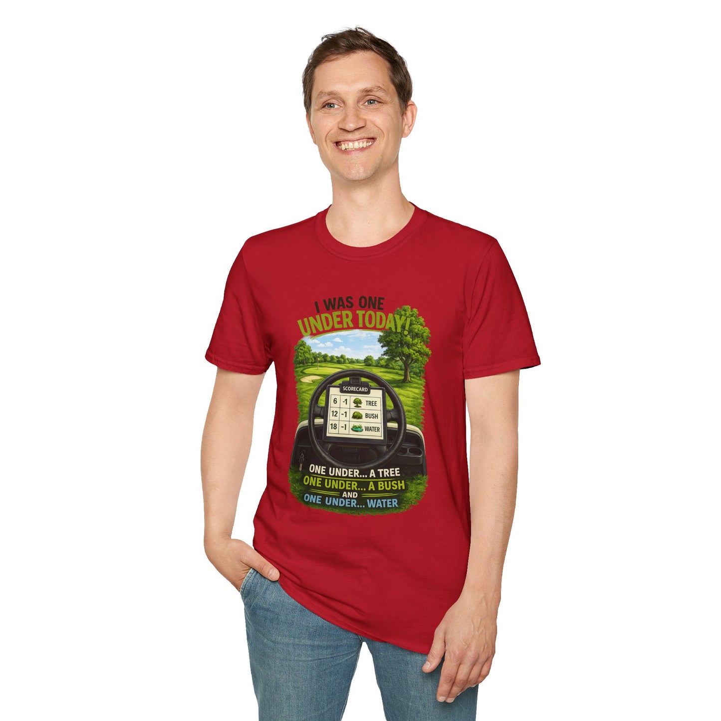 Golf T-Shirt — "I Was One Under Today" REALISTIC VIEW - Funny Scorecard Design