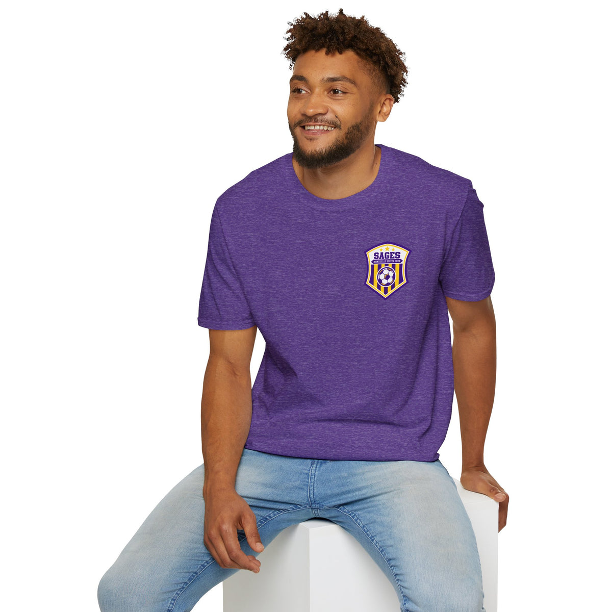 Monticello Soccer Club Graphic Goal T Shirt - Crest on Front, Graphic Soccer Goal On Back
