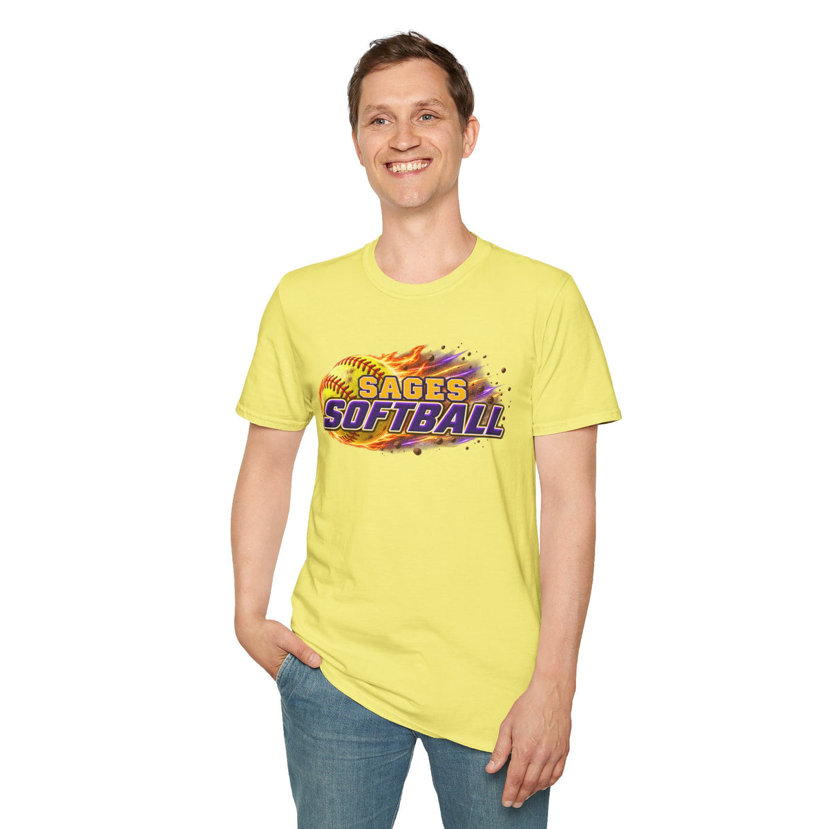 Sages Flaming Softball Graphic T‑Shirt
